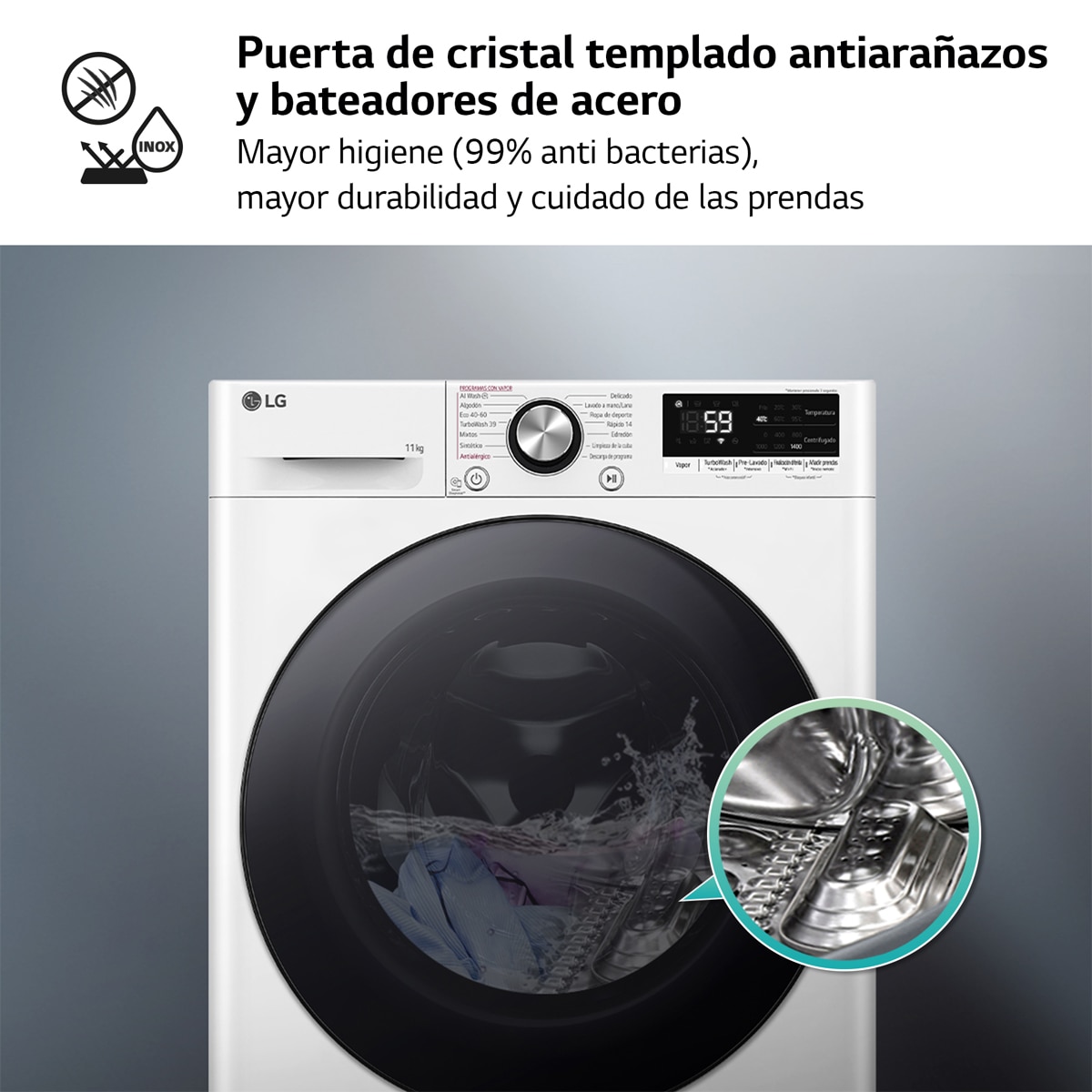 Lavadora LG 10 kg / 1400 rpm, TurboWash 360 - F4WR7010AGW Blanco-10