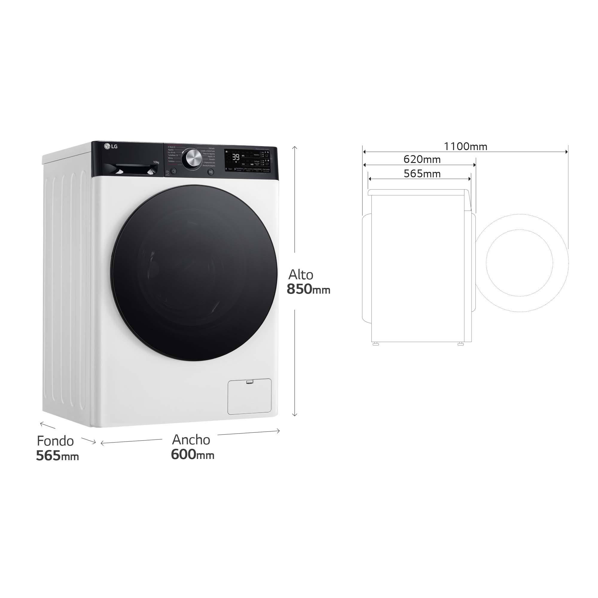 Lavadora LG 10 kg / 1400 rpm, Inteligencia artificial, Autodosificación - F4WR7510AGH Blanco-6