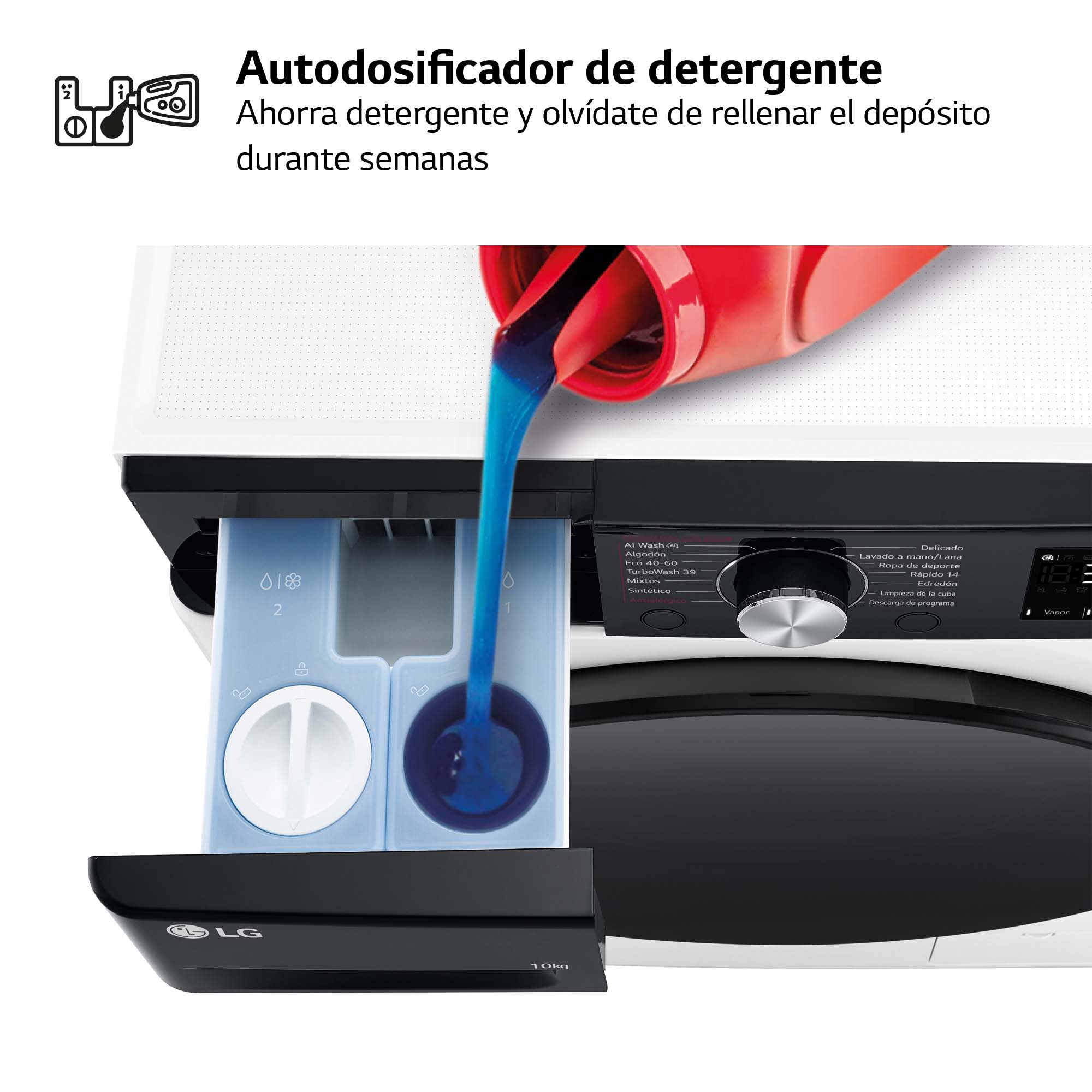 Lavadora LG 10 kg / 1400 rpm, Inteligencia artificial, Autodosificación - F4WR7510AGH Blanco-15