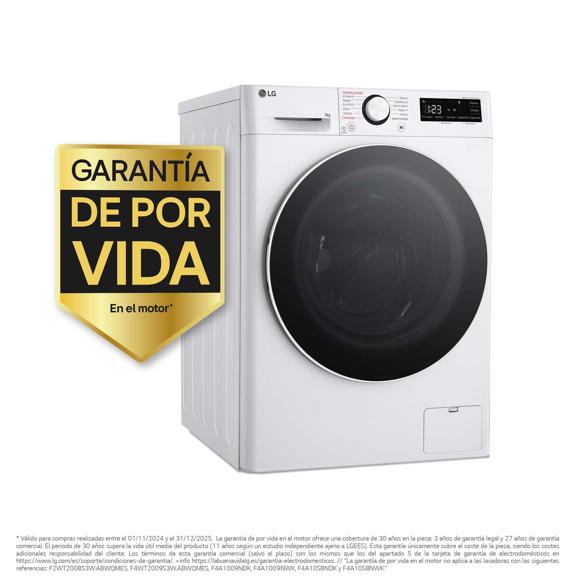 Thumbnail 1 de LG F4WR6009A0W lavadora 9 kg 1400 rpm TurboWash