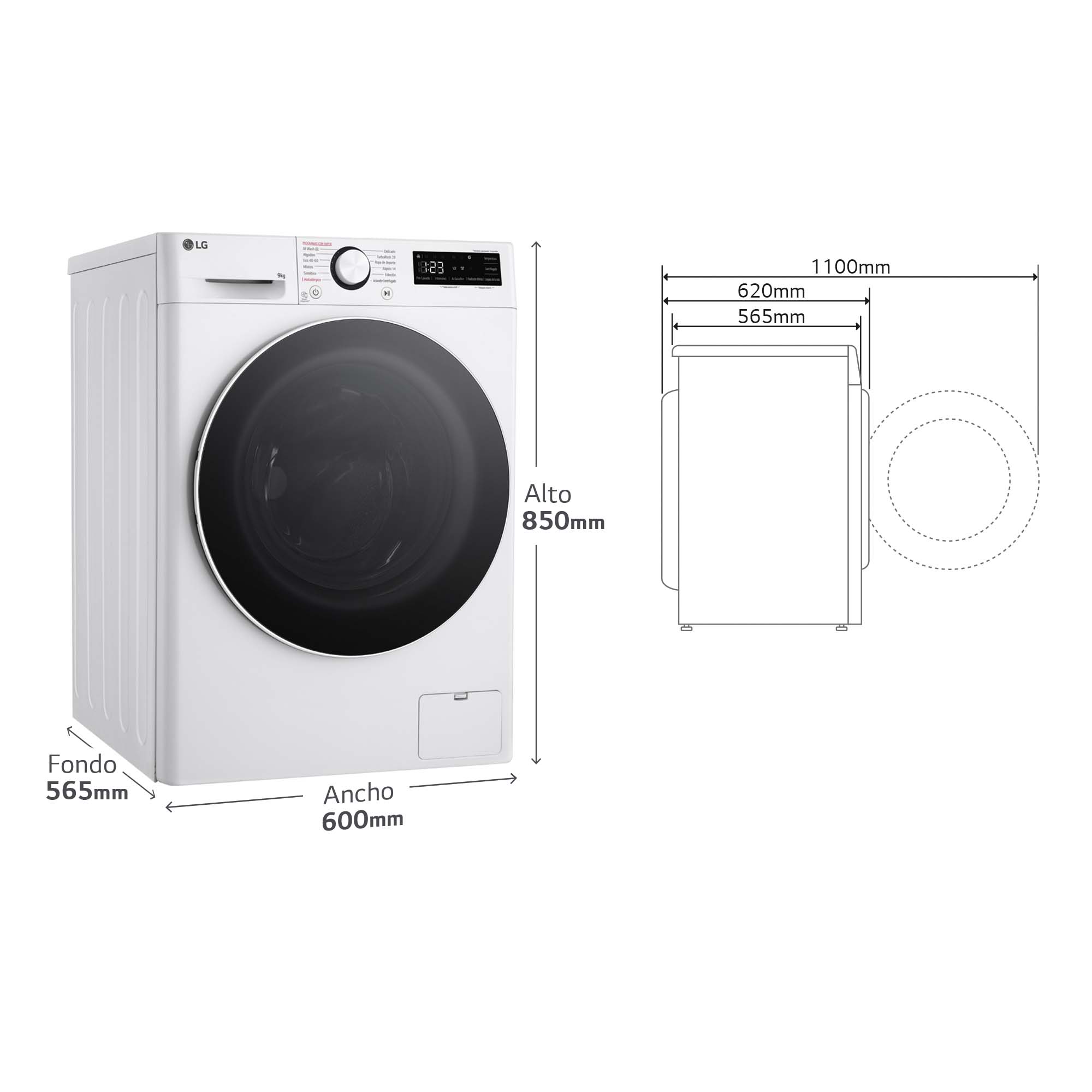 Thumbnail 3 de LG F4WR6009A0W lavadora 9 kg 1400 rpm TurboWash