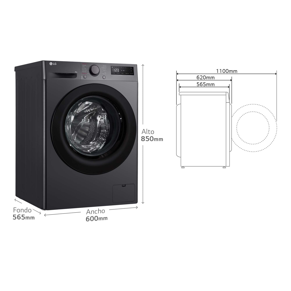 Lavadora  LG 9 kg / 1400  rpm - F4WR5009A6M Platinunm silver-2