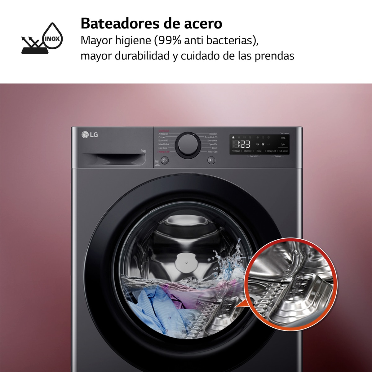 Lavadora  LG 9 kg / 1400  rpm - F4WR5009A6M Platinunm silver-10