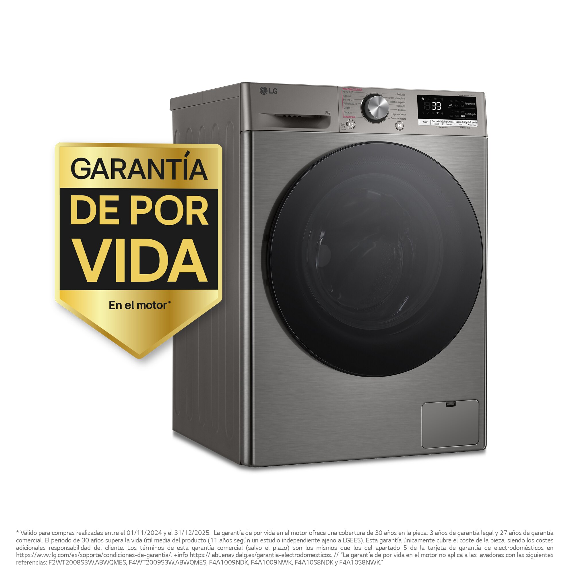 Thumbnail 1 de LG F4WR7009AGS lavadora 9 kg 1400 rpm