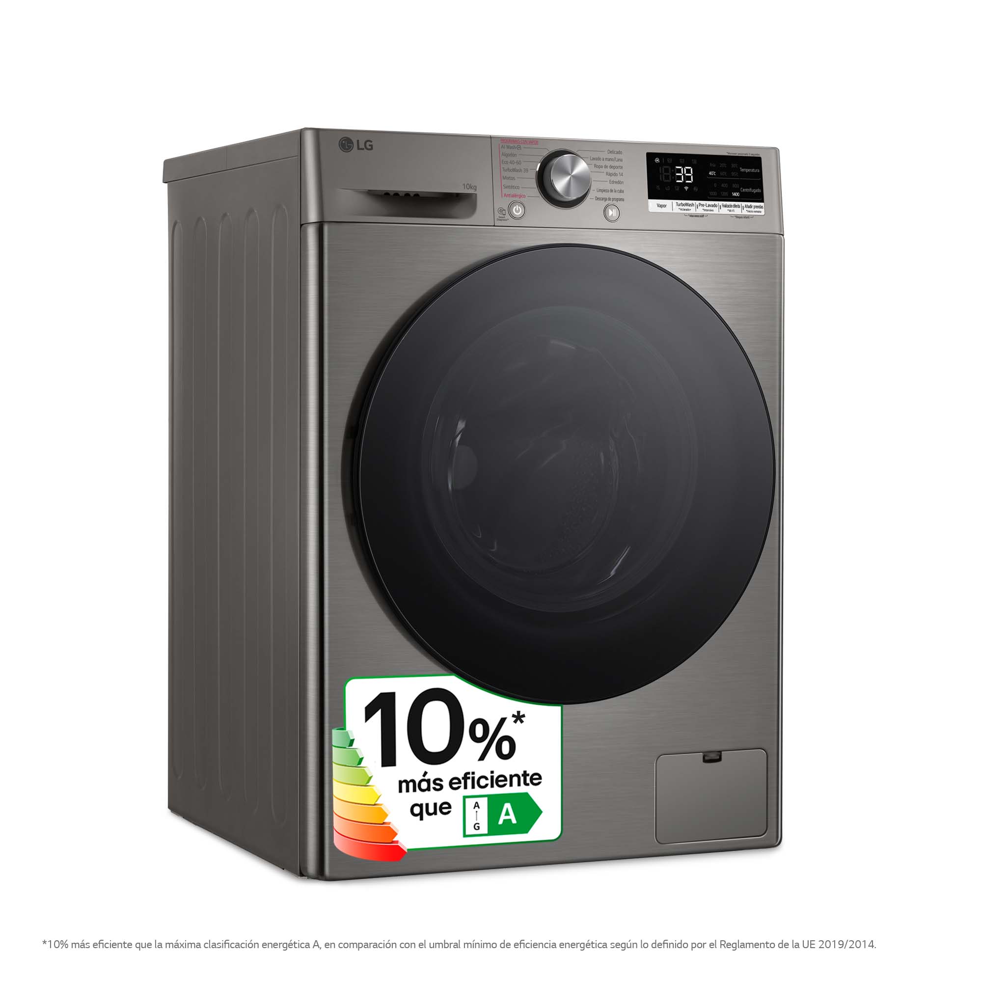 Lavadora LG 10 kg / 1400 rpm, inteligencia artifical, lavado por vapor - F4WR7010AGS Platinunm silver-5