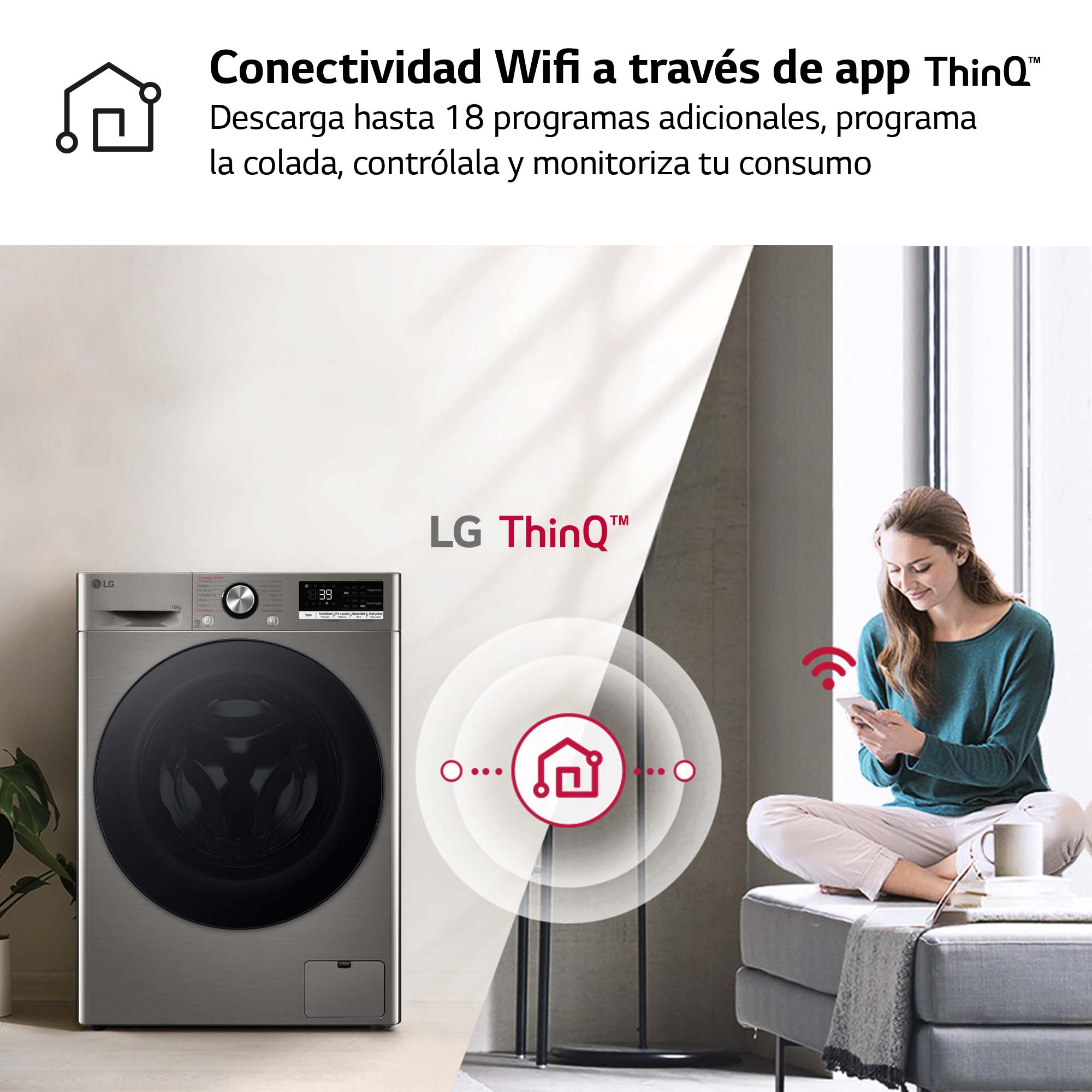 Lavadora LG 10 kg / 1400 rpm, inteligencia artifical, lavado por vapor - F4WR7010AGS Platinunm silver-14