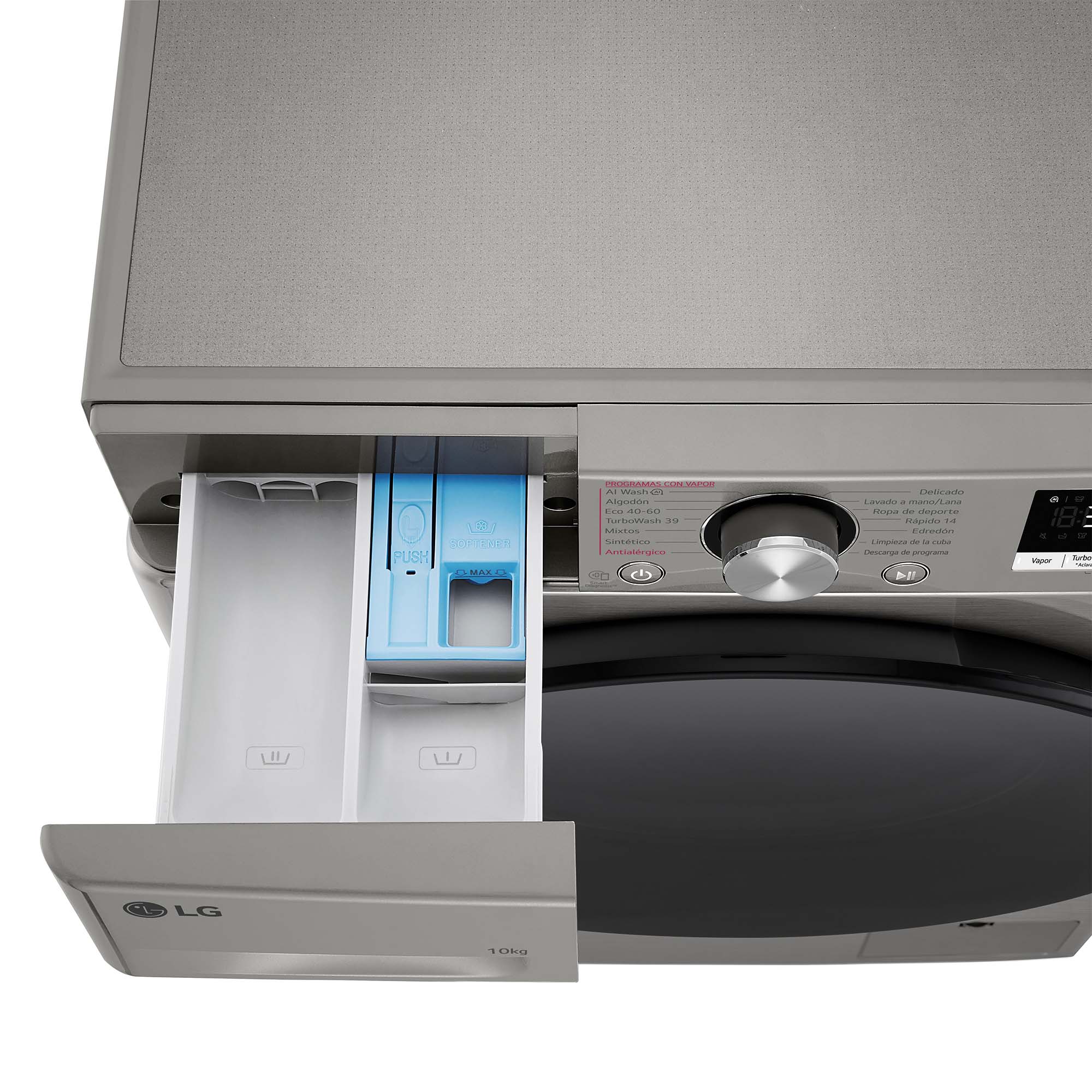 Lavadora LG 10 kg / 1400 rpm, inteligencia artifical, lavado por vapor - F4WR7010AGS Platinunm silver-17