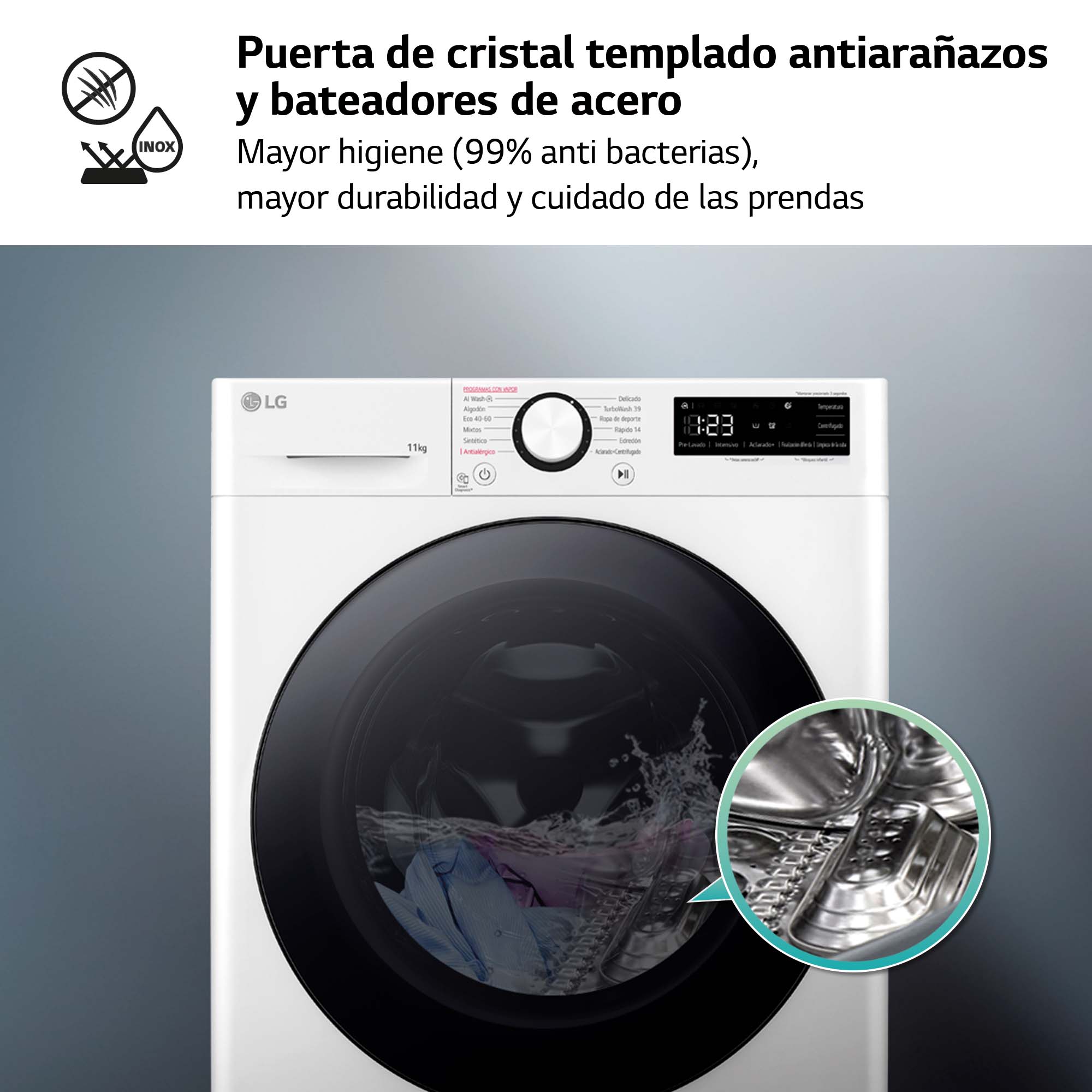 Lavadora LG 11 kg / 1400 rpm, TurboWash 360 - F4WR6011AGW Blanco-10
