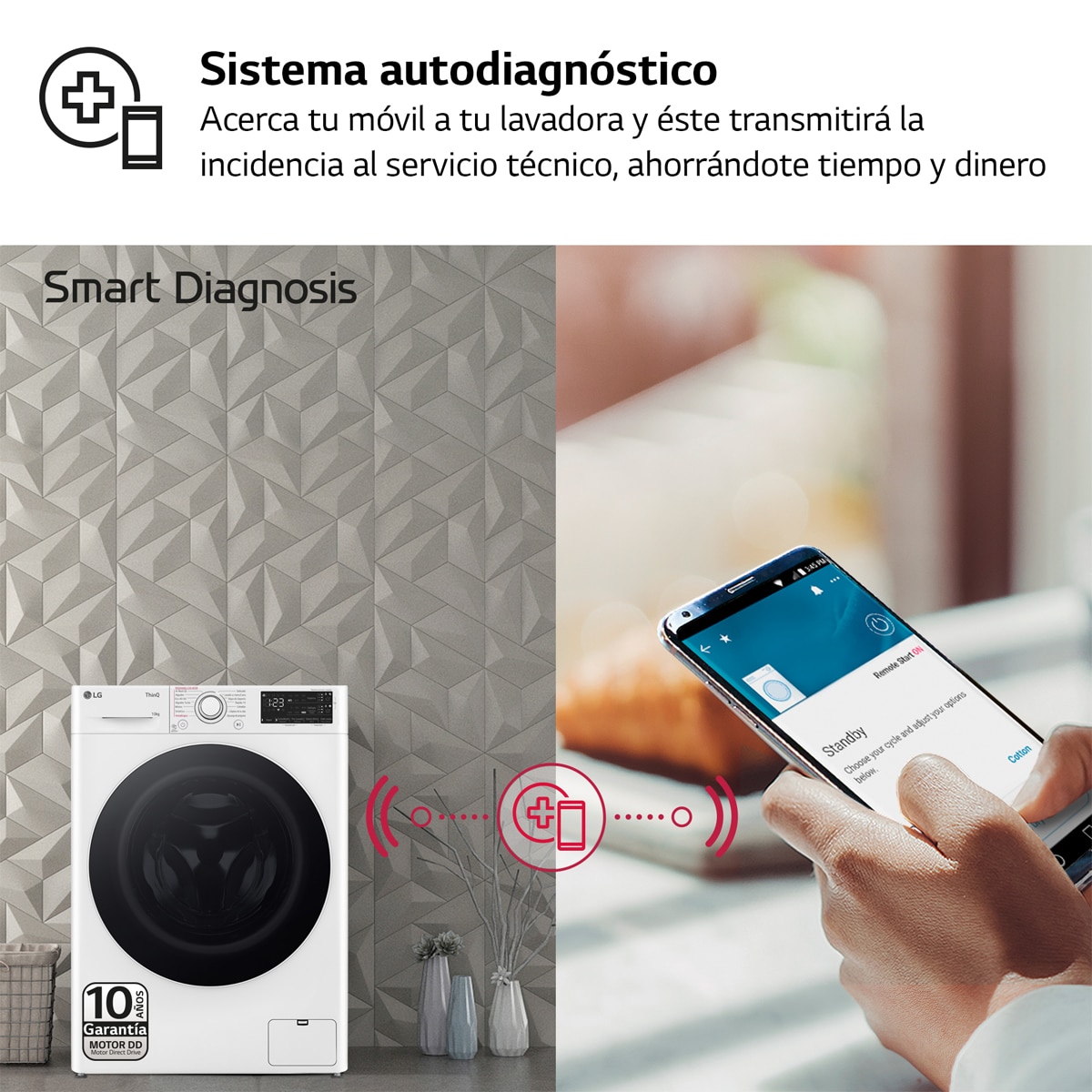Lavadora LG 10 kg / 1.400 rpm, Inteligencia artificial , Autodosificación- F4WR5510A0W Blanco-9