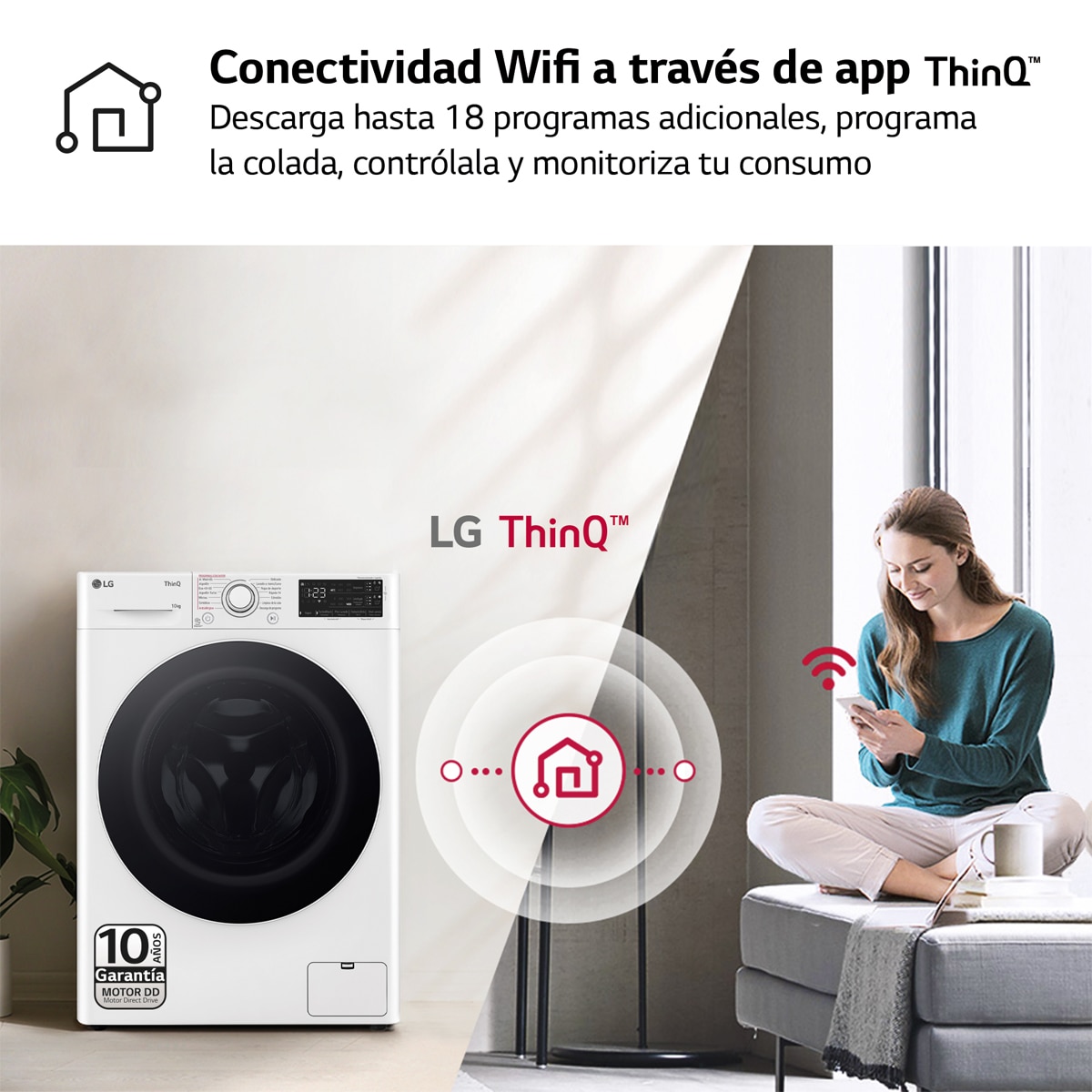 Lavadora LG 10 kg / 1.400 rpm, Inteligencia artificial , Autodosificación- F4WR5510A0W Blanco-10