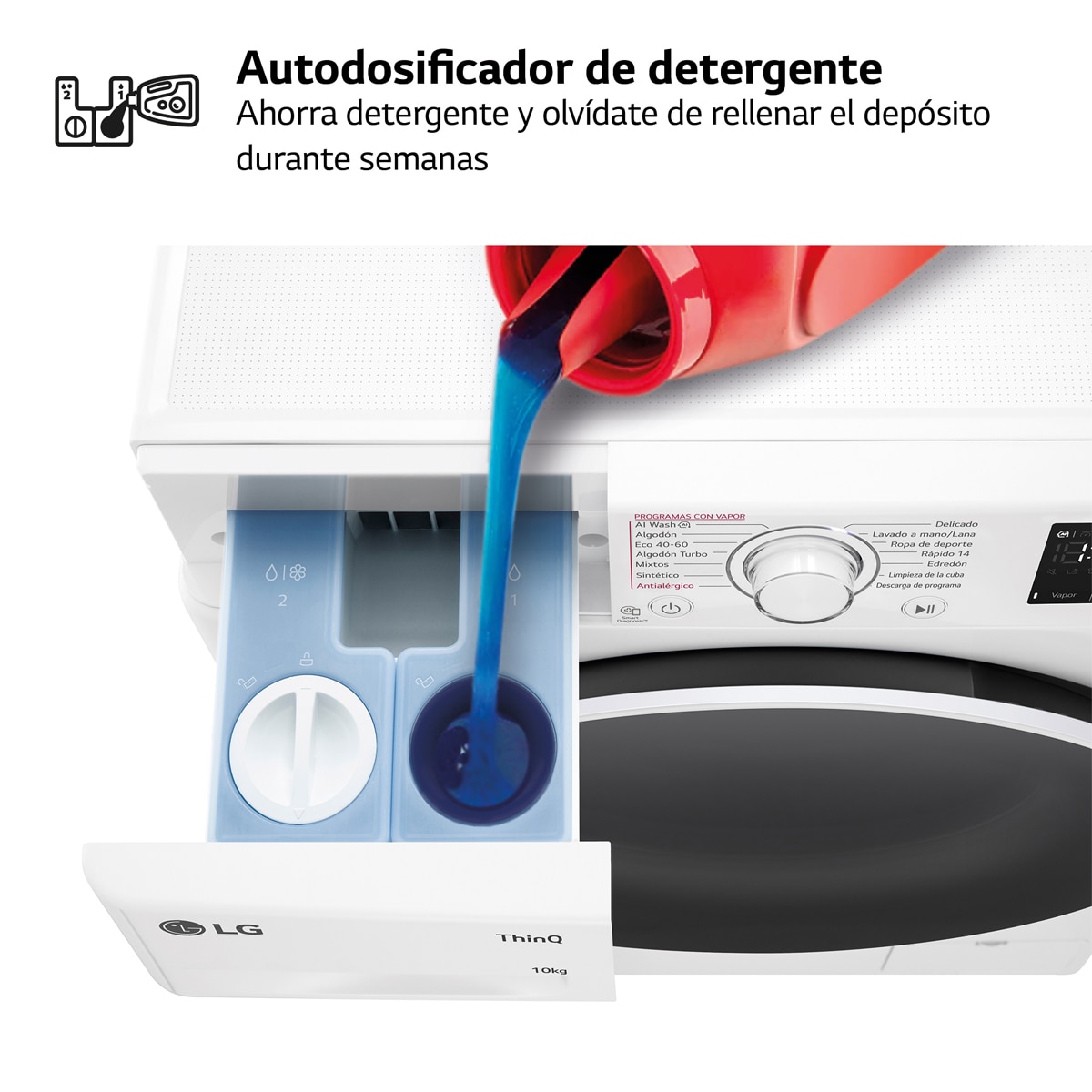 Lavadora LG 10 kg / 1.400 rpm, Inteligencia artificial , Autodosificación- F4WR5510A0W Blanco-11