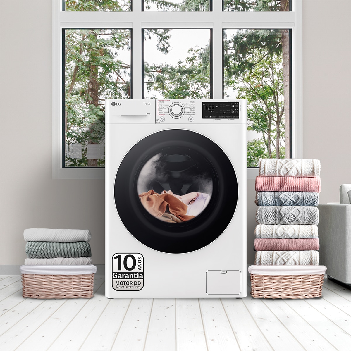 Lavadora LG 10 kg / 1.400 rpm, Inteligencia artificial , Autodosificación- F4WR5510A0W Blanco-17