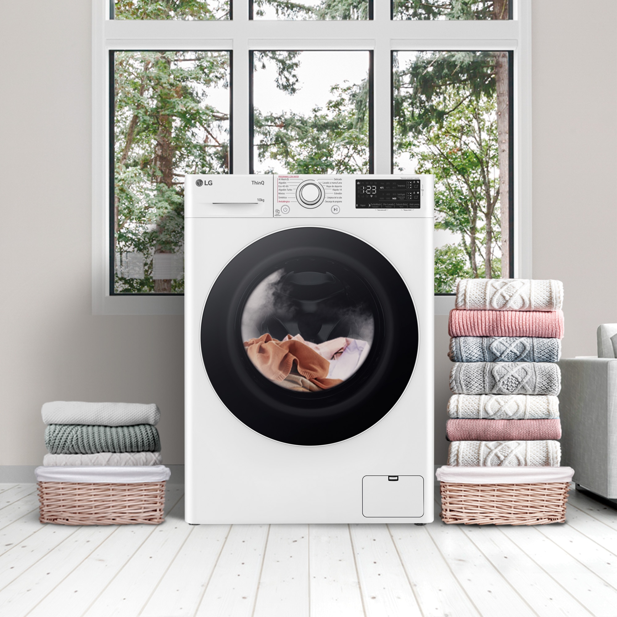 Lavadora LG 10 kg / 1.400 rpm, Inteligencia artificial , Autodosificación- F4WR5510A0W Blanco-20