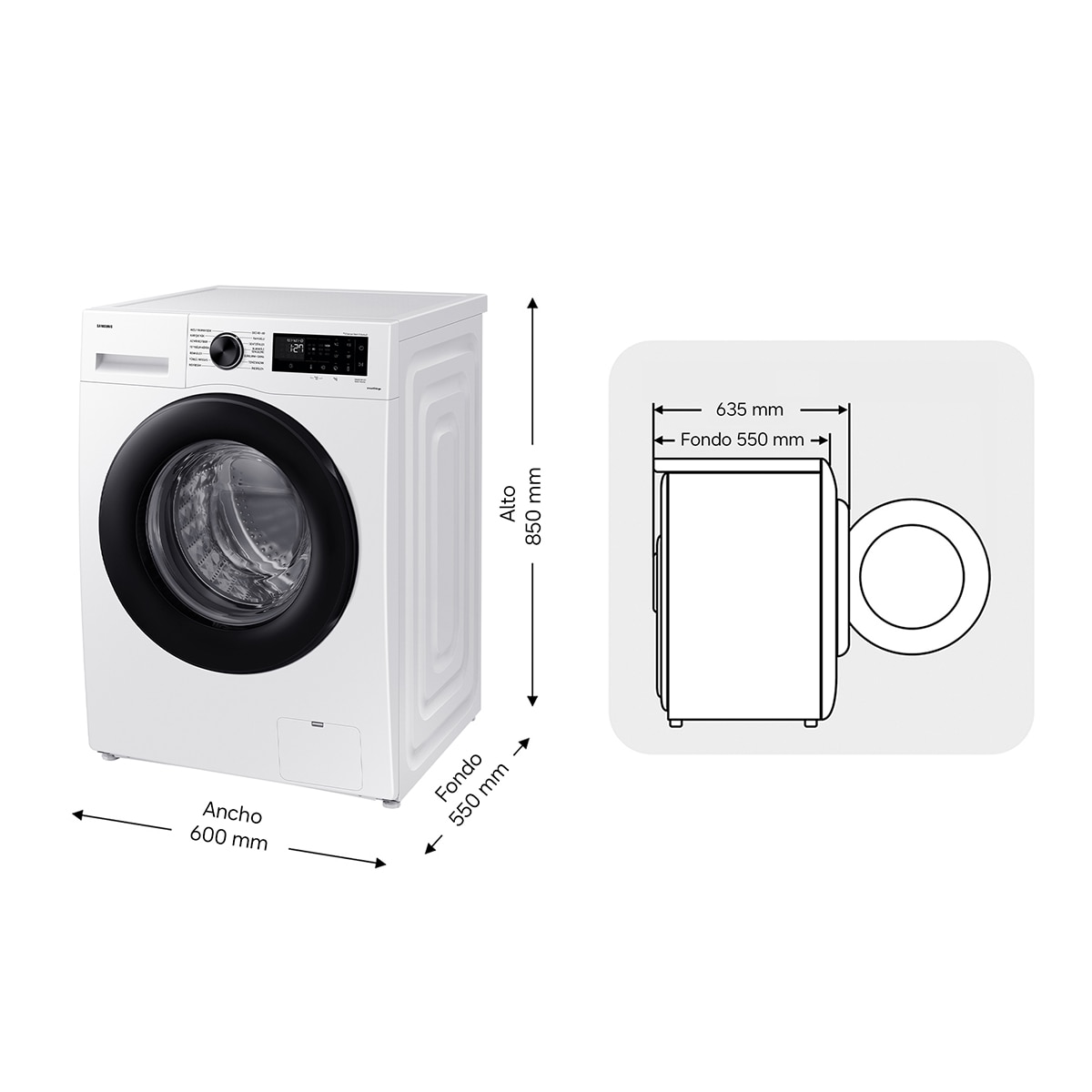 Lavadora Samsung 9 kg / 1.400 rpm Tecnología Ecobubble Clase A Blanca WW90CGC04DAEEC Blanco-2