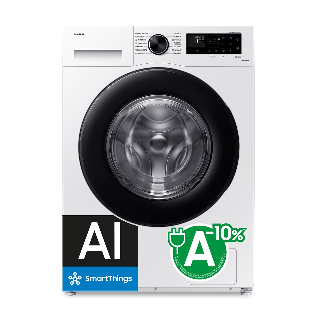 Lavadora Samsung 9 kg / 1.400 rpm Tecnología Ecobubble Clase A Blanca WW90CGC04DAEEC Blanco-3