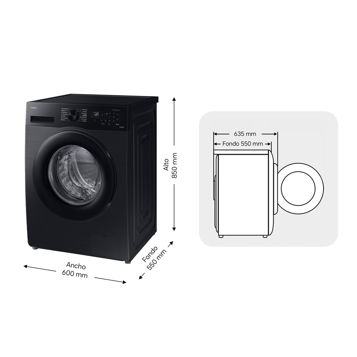 Lavadora Samsung 9kg Tecnología Ecobubble™ Clase A Negra WW90CGC04DABEC Negro-2