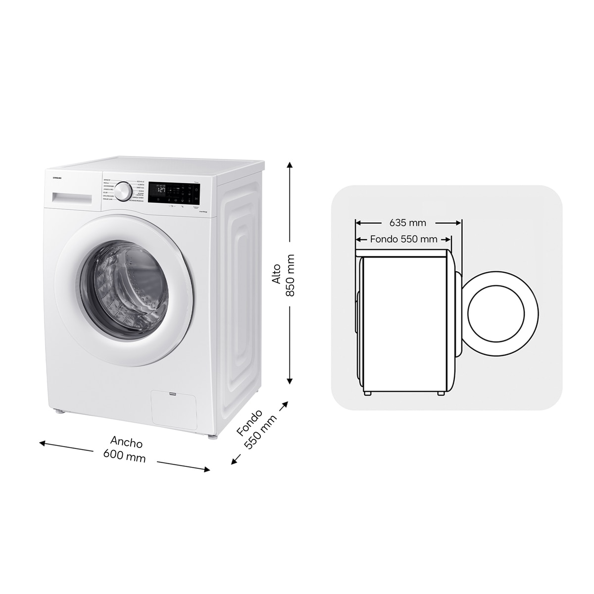 Lavadora Samsung 9kg Tecnología Ecobubble™ Clase A Blanca WW90CGC04DTEEC Blanco-2