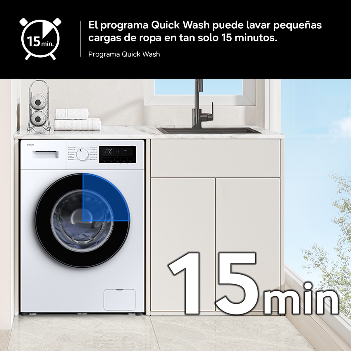 Lavadora Samsung 9kg Tecnología Ecobubble™ Clase A Blanca WW90CGC04DTEEC Blanco-10