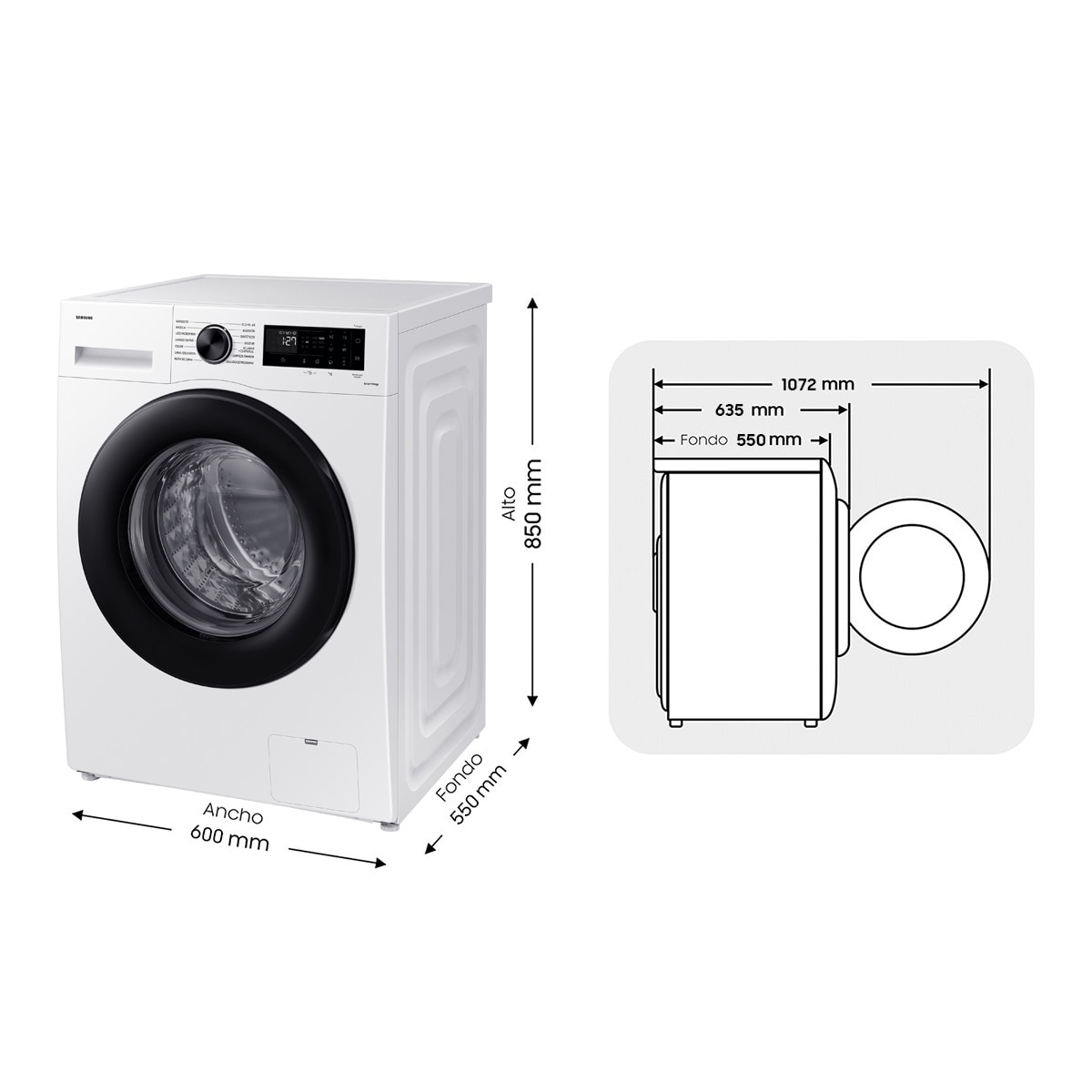 Lavadora Samsung 8kg Tecnología Ecobubble™ Clase A Blanca WW80CGC04DAEEC - Blanco Blanco-3