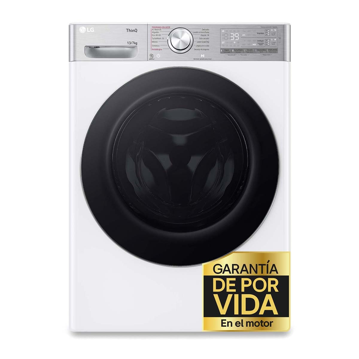 LG - Lavadora secadora LG 13 kg lavado, 7 kg secado, 1.400 rpm - F4DR9513A2W.