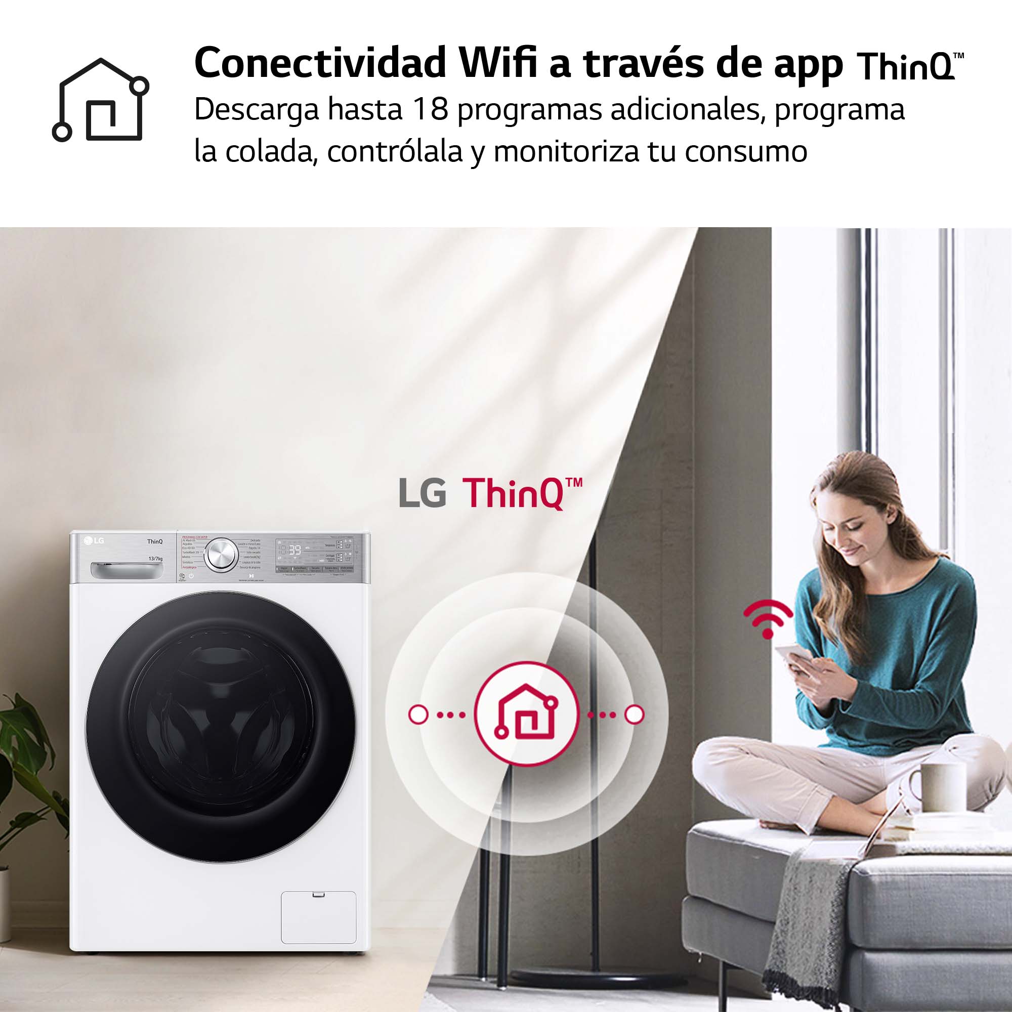Lavadora secadora LG 13 kg lavado, 7 kg secado,  1.400 rpm  - F4DR9513A2W Blanco-12