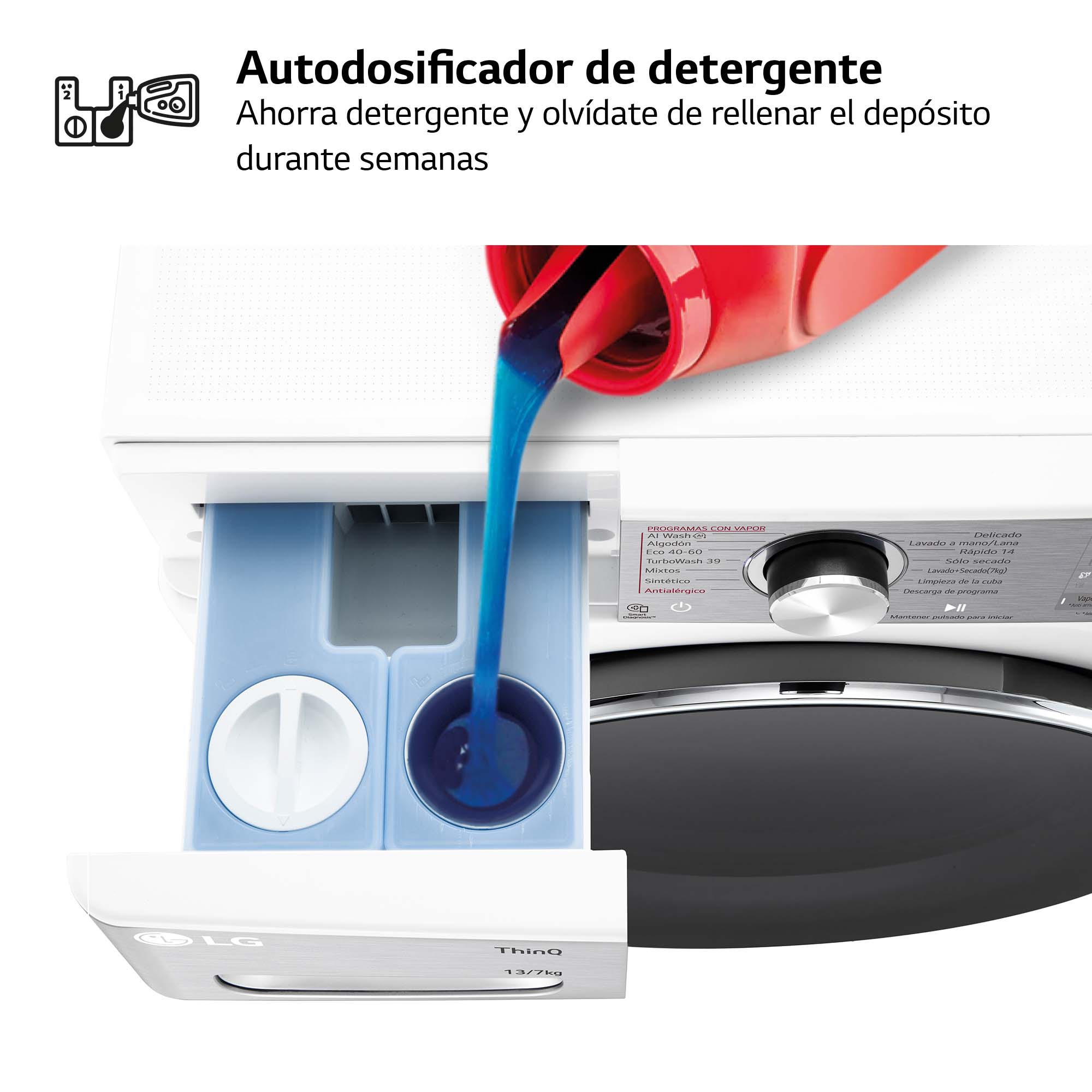 Lavadora secadora LG 13 kg lavado, 7 kg secado,  1.400 rpm  - F4DR9513A2W Blanco-13