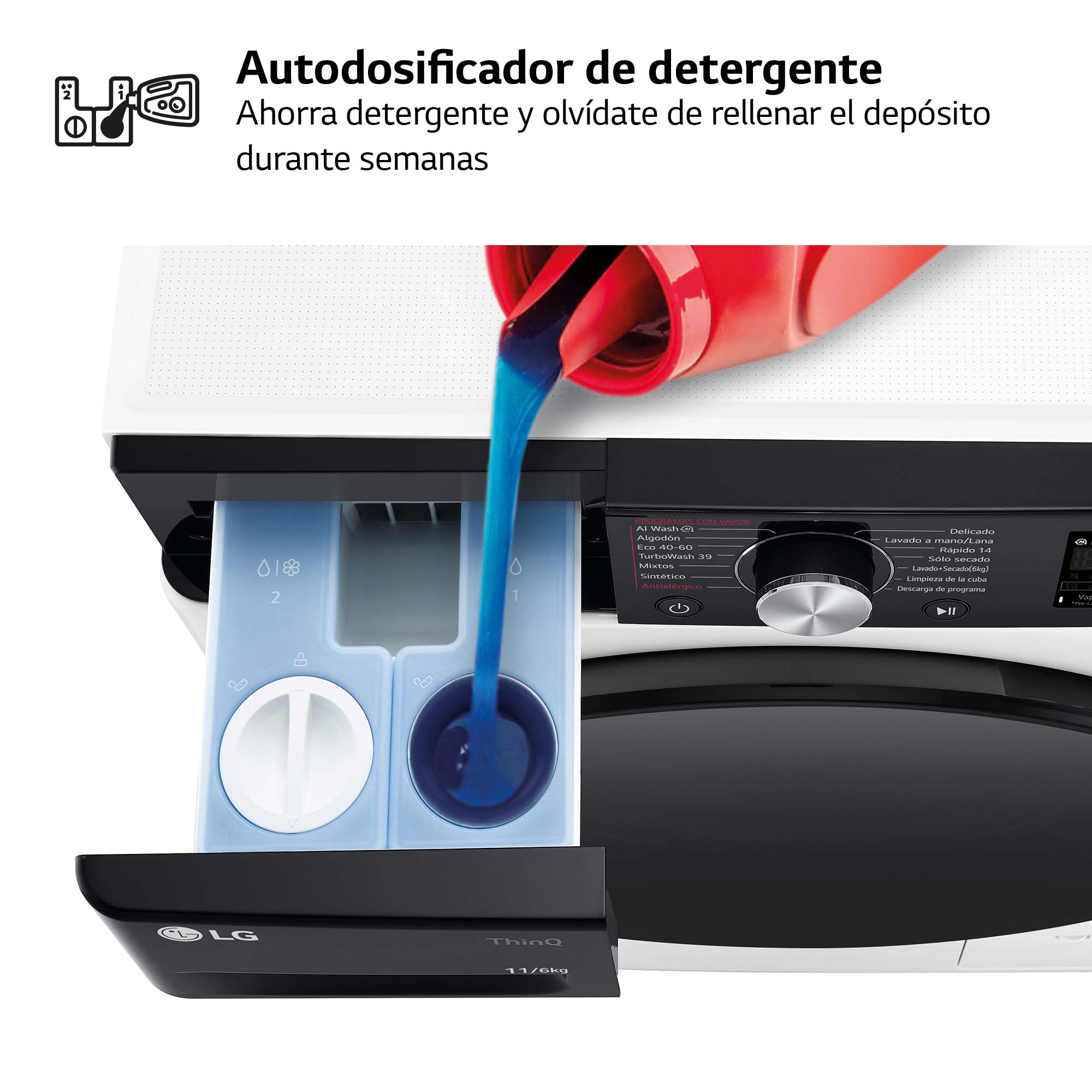 Lavadora secadora LG 11 kg lavado, 6 kg secado1400 rpm, Turbowash 360º, Autodosificación - F4DR7511AGW Blanco-14