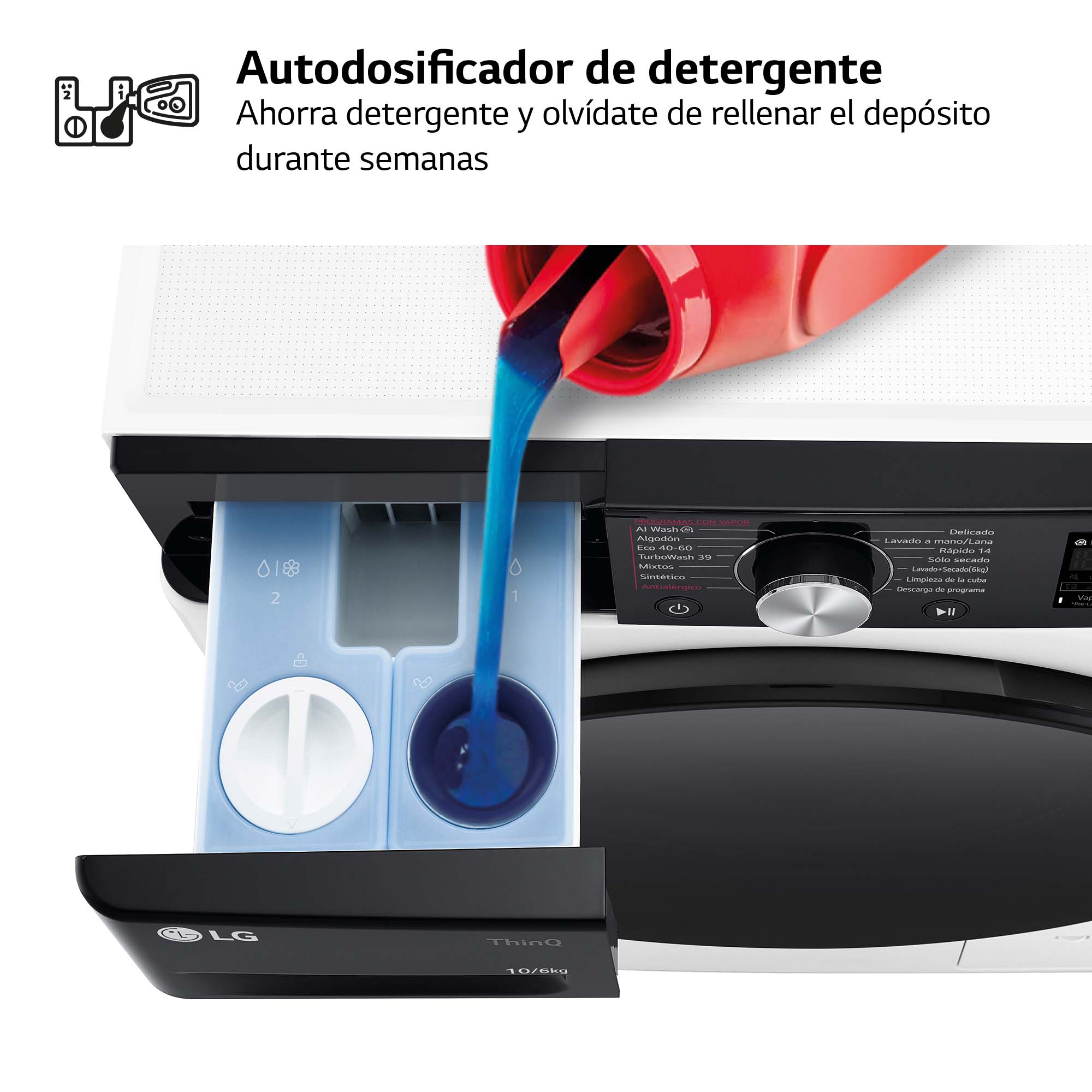 Lavadora secadora LG 10 kg lavado,  6 kg secado, 1400 rpm, inteligencia artificial, Autodosificación - F4DR7510AGW Blanco-13