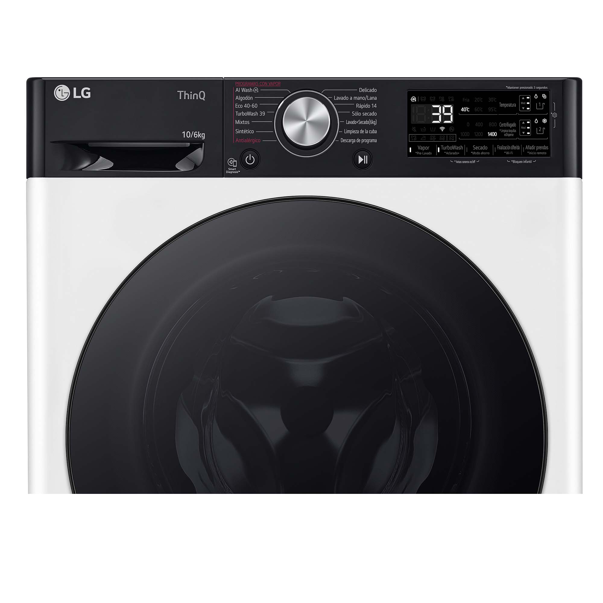 Lavadora secadora LG 10 kg lavado,  6 kg secado, 1400 rpm, inteligencia artificial, Autodosificación - F4DR7510AGW Blanco-15