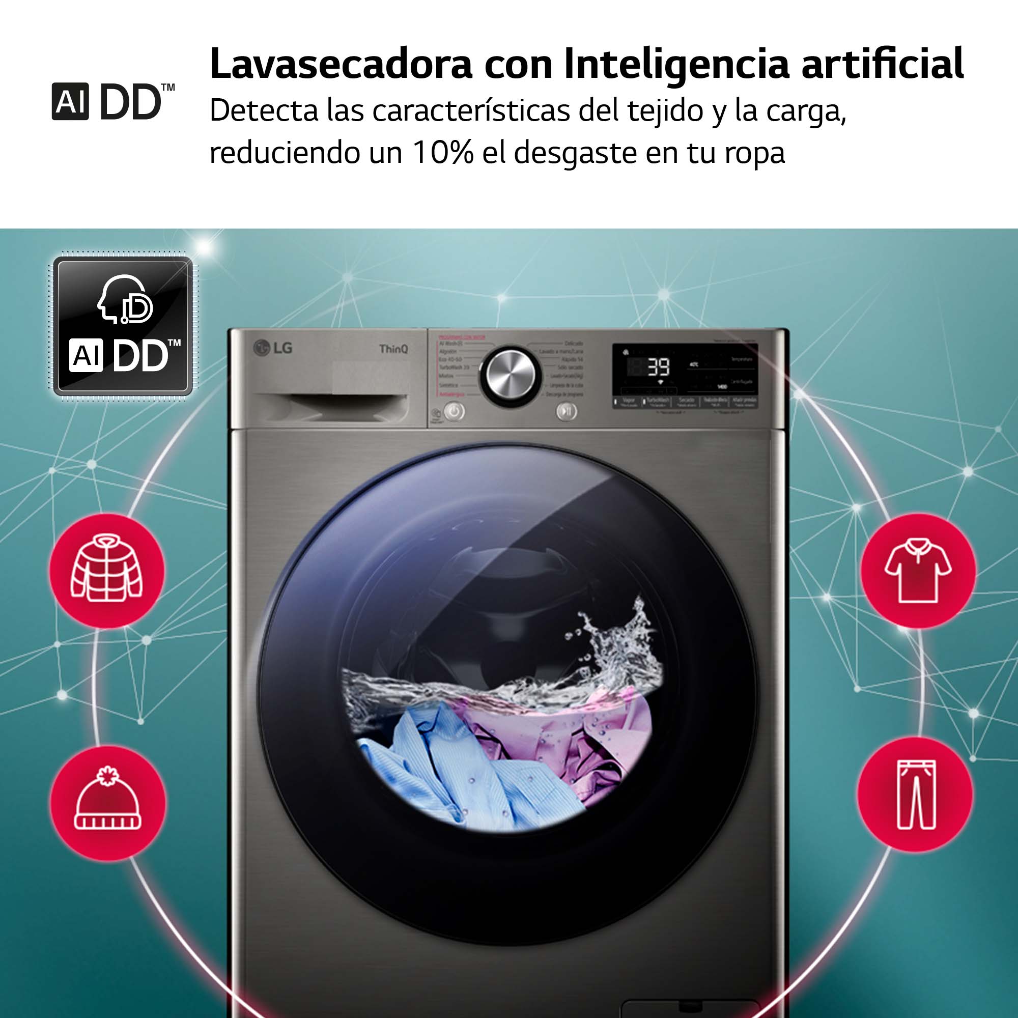 Lavadora secadora LG 11 kg lavado, 6 kg secado, 1400 rpm, inteligencia artificial, Turbowash 360 - F4DR7011AGS Inox-7
