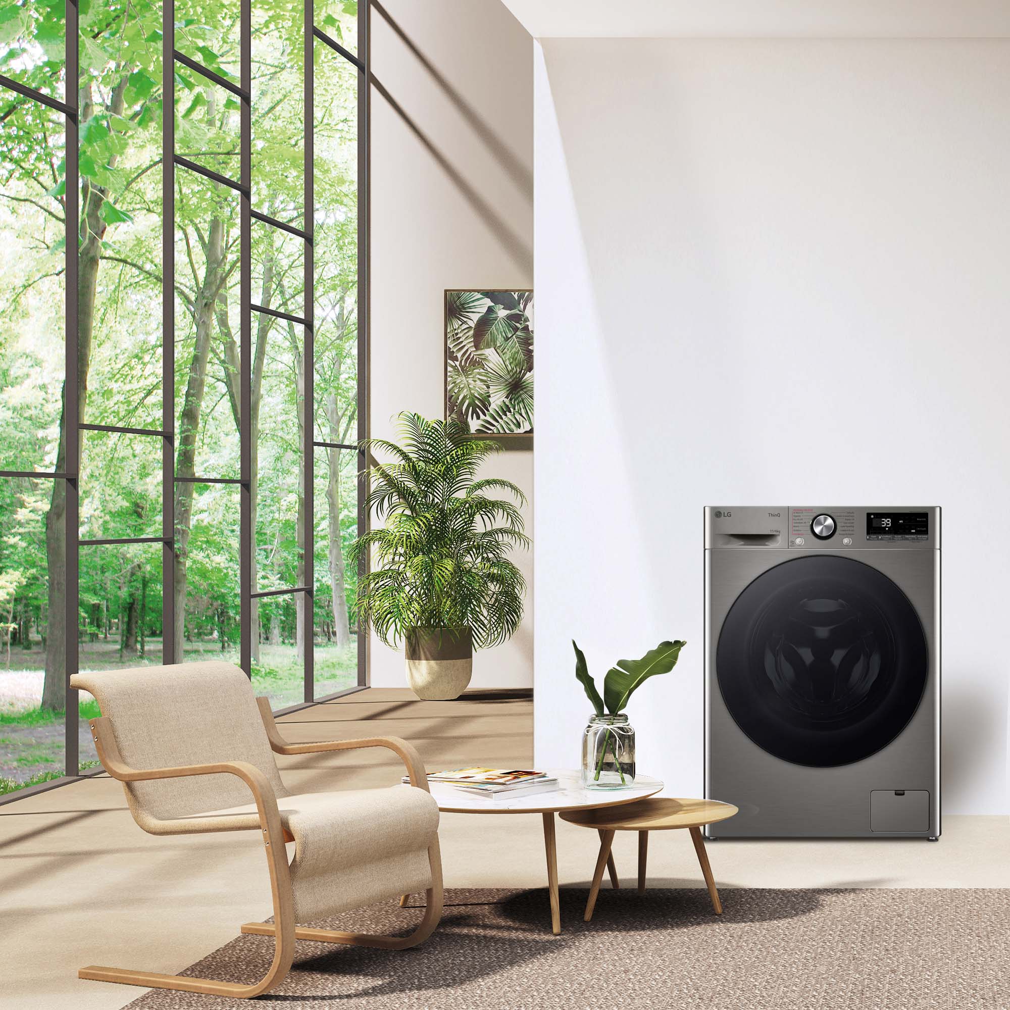 Lavadora secadora LG 11 kg lavado, 6 kg secado, 1400 rpm, inteligencia artificial, Turbowash 360 - F4DR7011AGS Inox-19