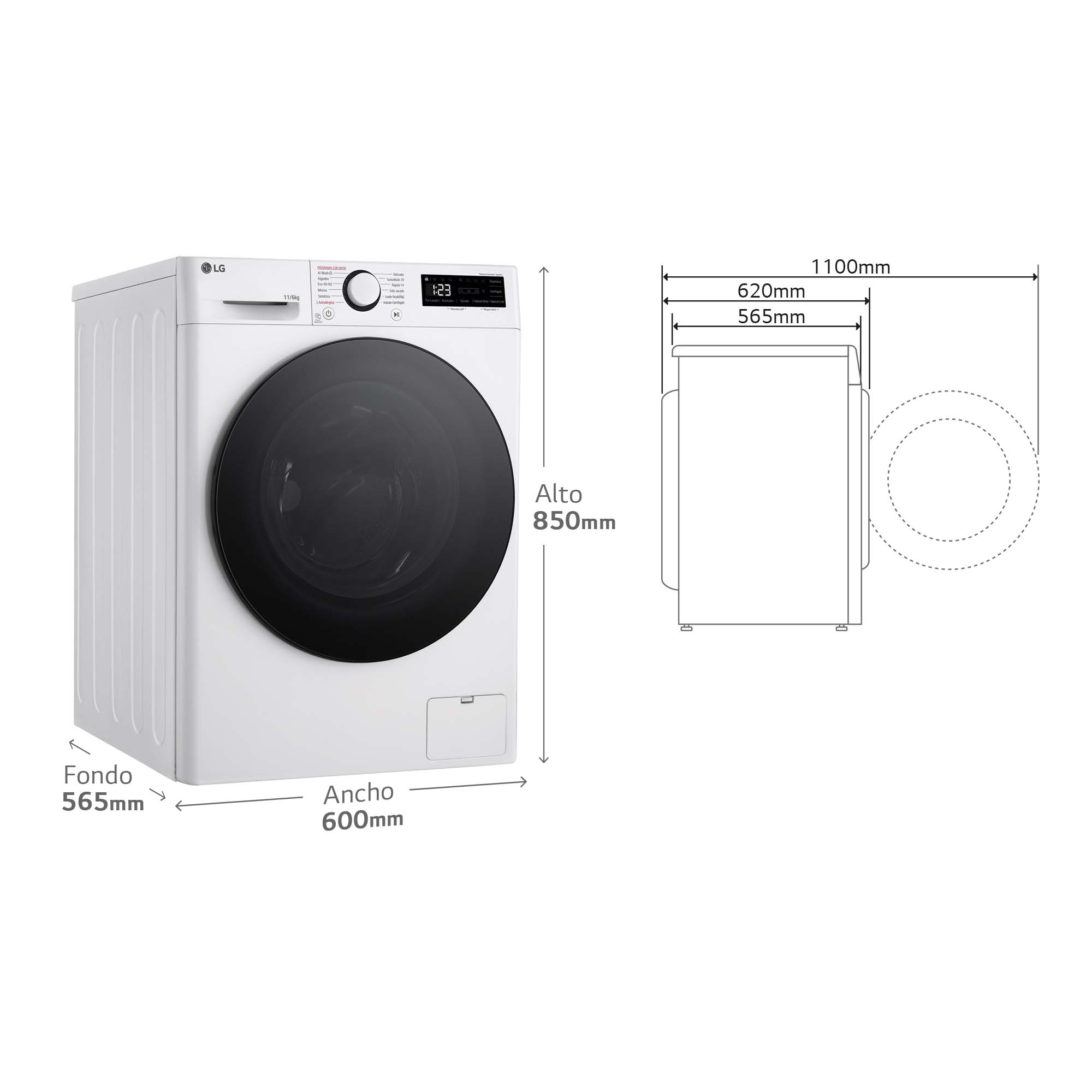 Lavadora secadora LG 11 kg lavado, 6 kg secado,  1400 rpm,  Turbowash 360 - F4DR6011AGW Blanco-5