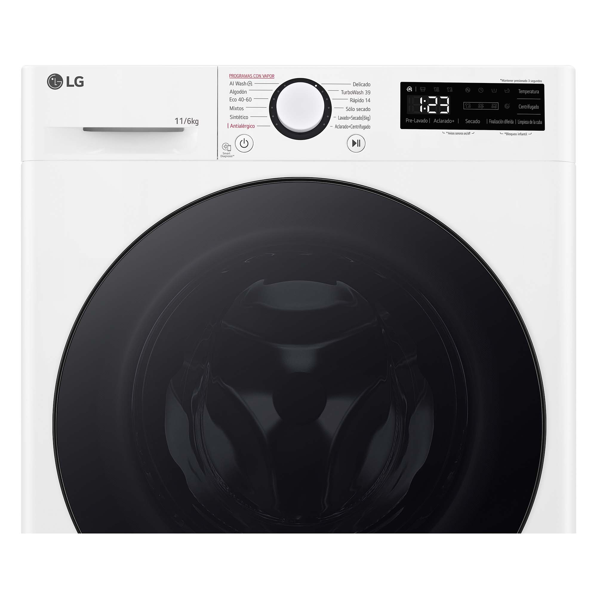 Lavadora secadora LG 11 kg lavado, 6 kg secado,  1400 rpm,  Turbowash 360 - F4DR6011AGW Blanco-14