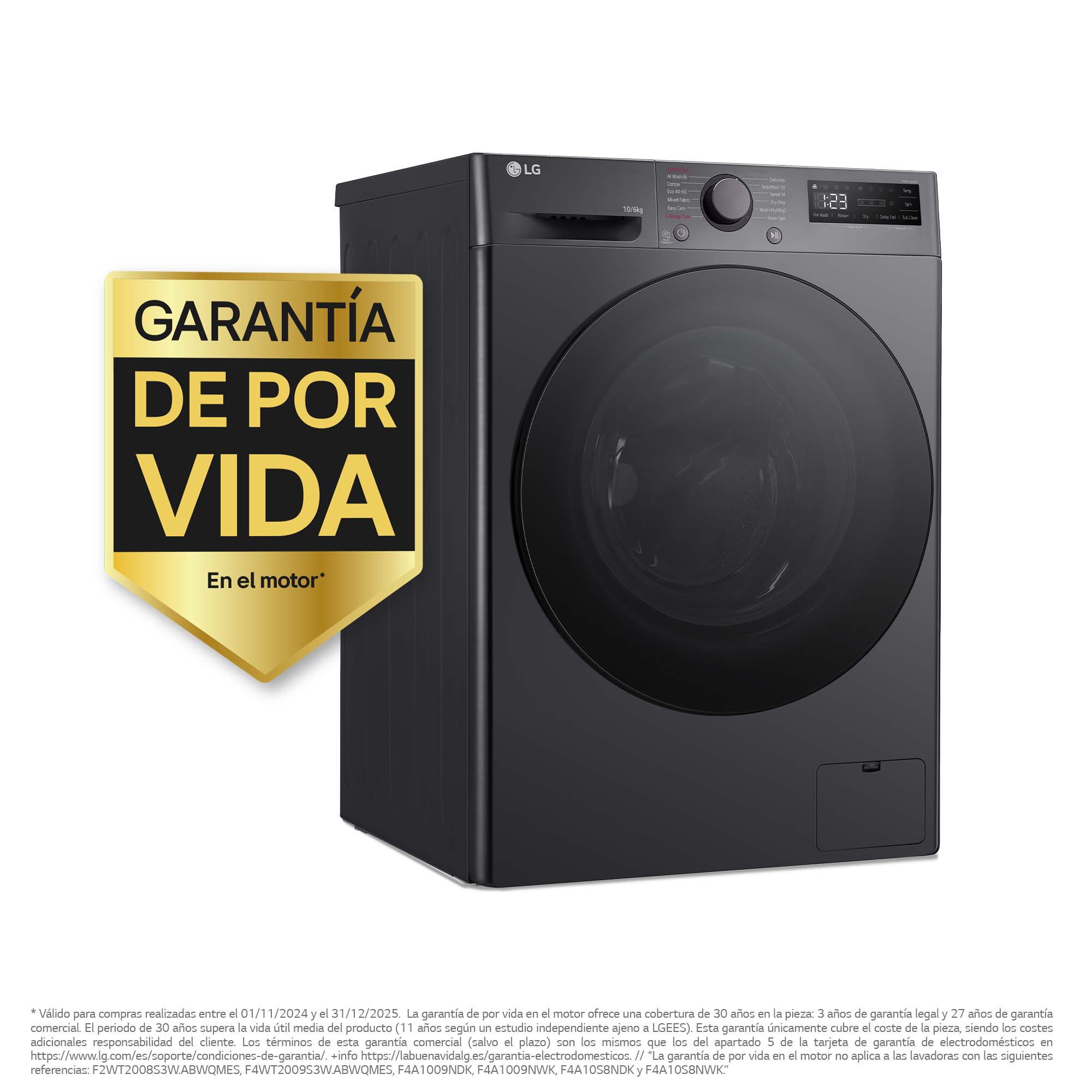 Lavadora secadora LG 10 kg lavado, 6 kg secado, 1.400 rpm, inteligencia artificial - F4DR6010AGM Inox-2
