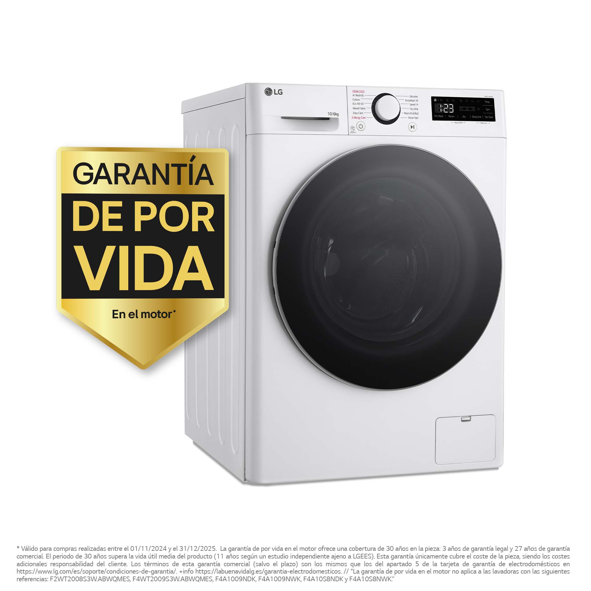 Thumbnail 1 de LG F4DR6010A1W lavadora secadora 10 kg 1.400 rpm
