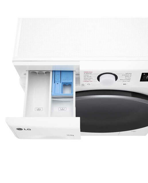Lavadora secadora LG 10 kg lavado,  6 kg secado,  1.400 rpm, inteligencia artificial - F4DR6010A1W Blanco-10