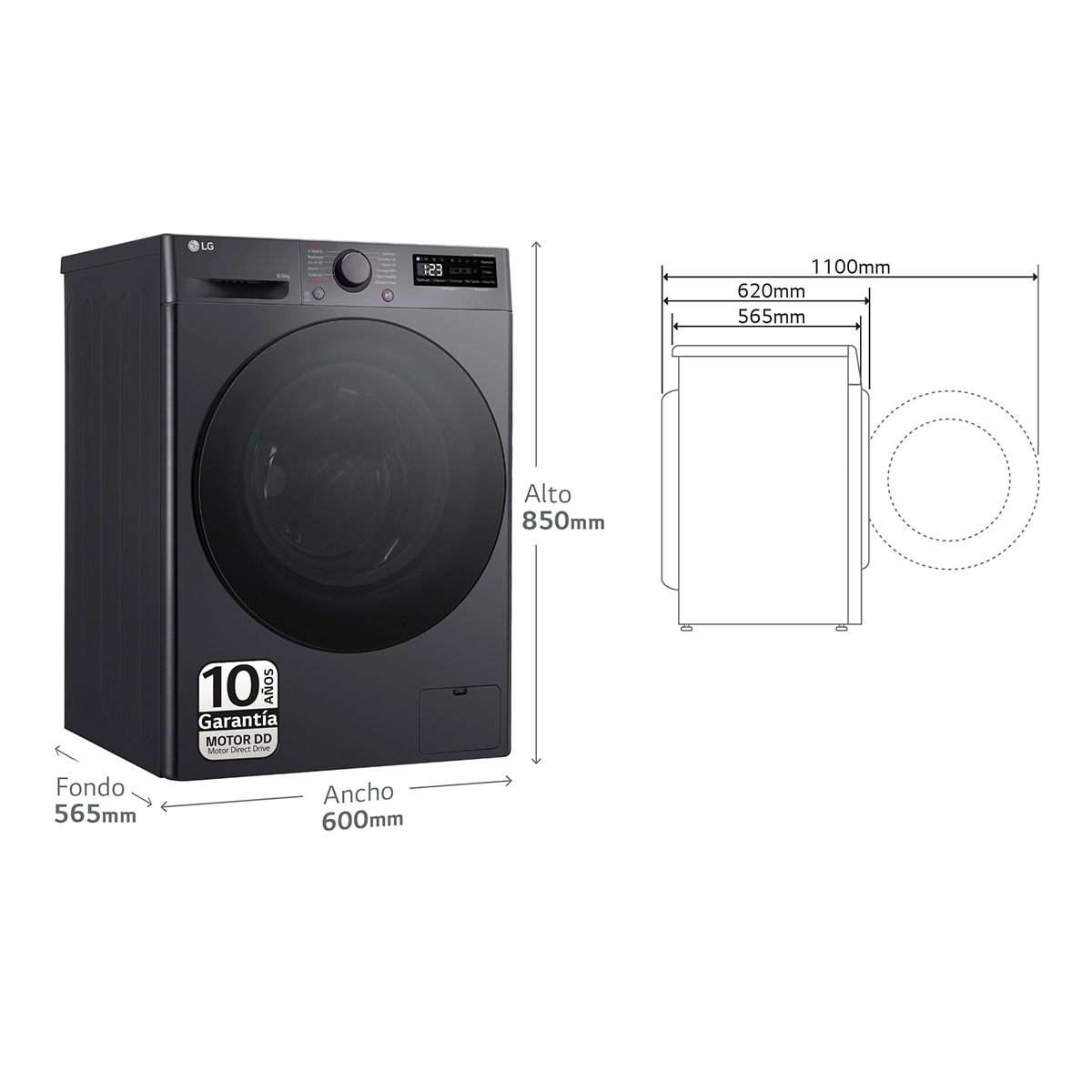 Lavadora secadora LG 9 kg lavado, 1.400 rpm, inteligencia artificial - TMF4DR6009AGM Inox-3