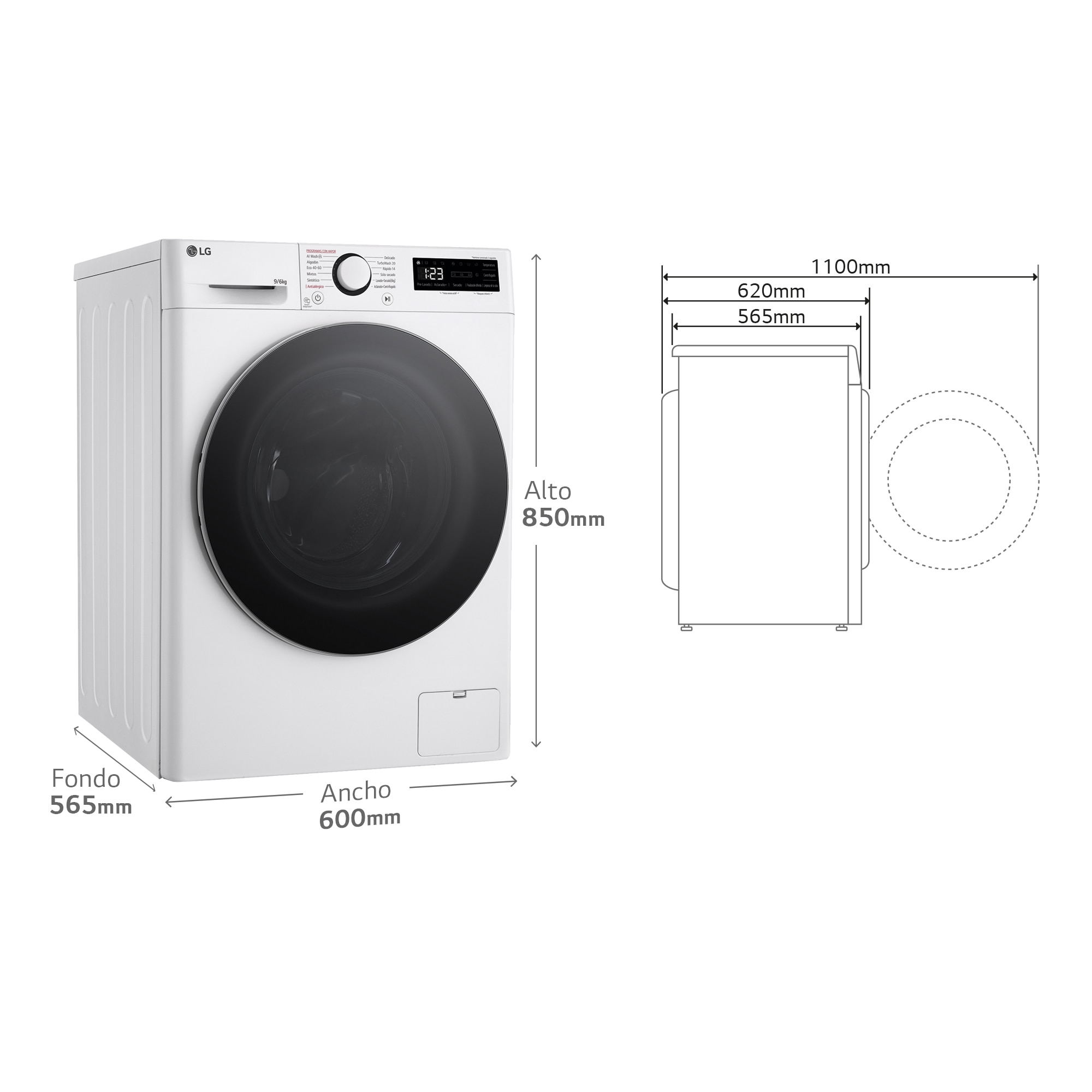 Thumbnail 4 de LG F4DR6009A1W lavadora secadora 9 kg lavado 1400 rpm