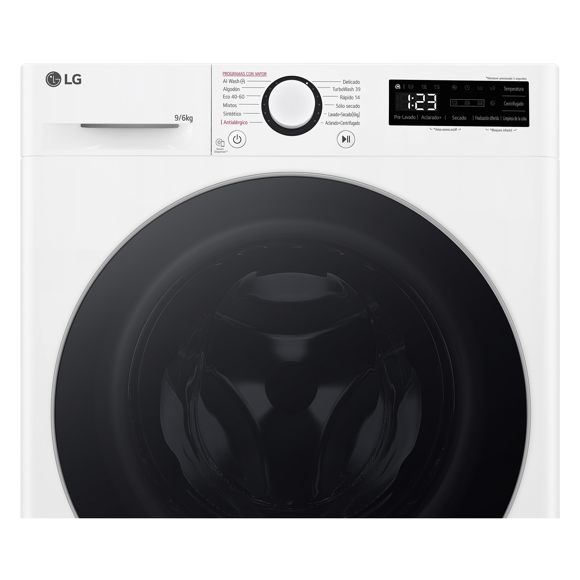 Lavadora secadora LG 9 kg lavado, 6 kg secado,  1400 rpm, inteligencia artificial - F4DR6009A1W Blanco-14