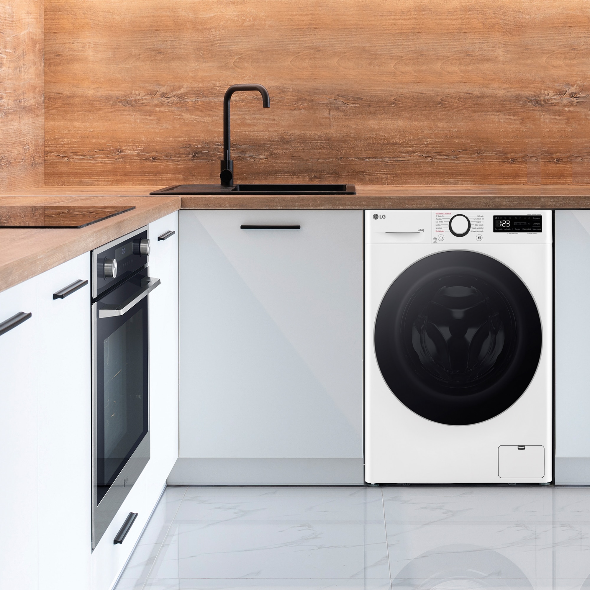 Lavadora secadora LG 9 kg lavado, 6 kg secado,  1400 rpm, inteligencia artificial - F4DR6009A1W Blanco-17