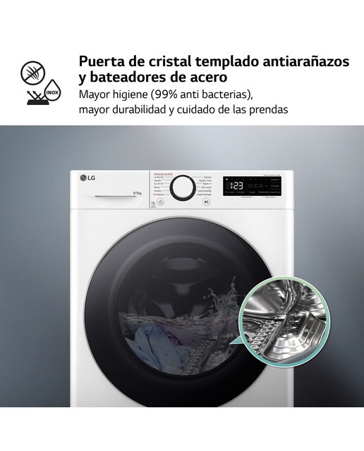 Lavadora secadora LG 9 kg lavado, 5 kg secado, 1200 rpm, inteligencia artificial - F2DR5S09A1W - Blanco Blanco-8