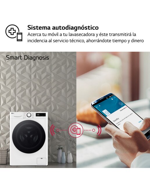 Lavadora secadora LG 9 kg lavado, 5 kg secado, 1200 rpm, inteligencia artificial - F2DR5S09A1W - Blanco Blanco-9