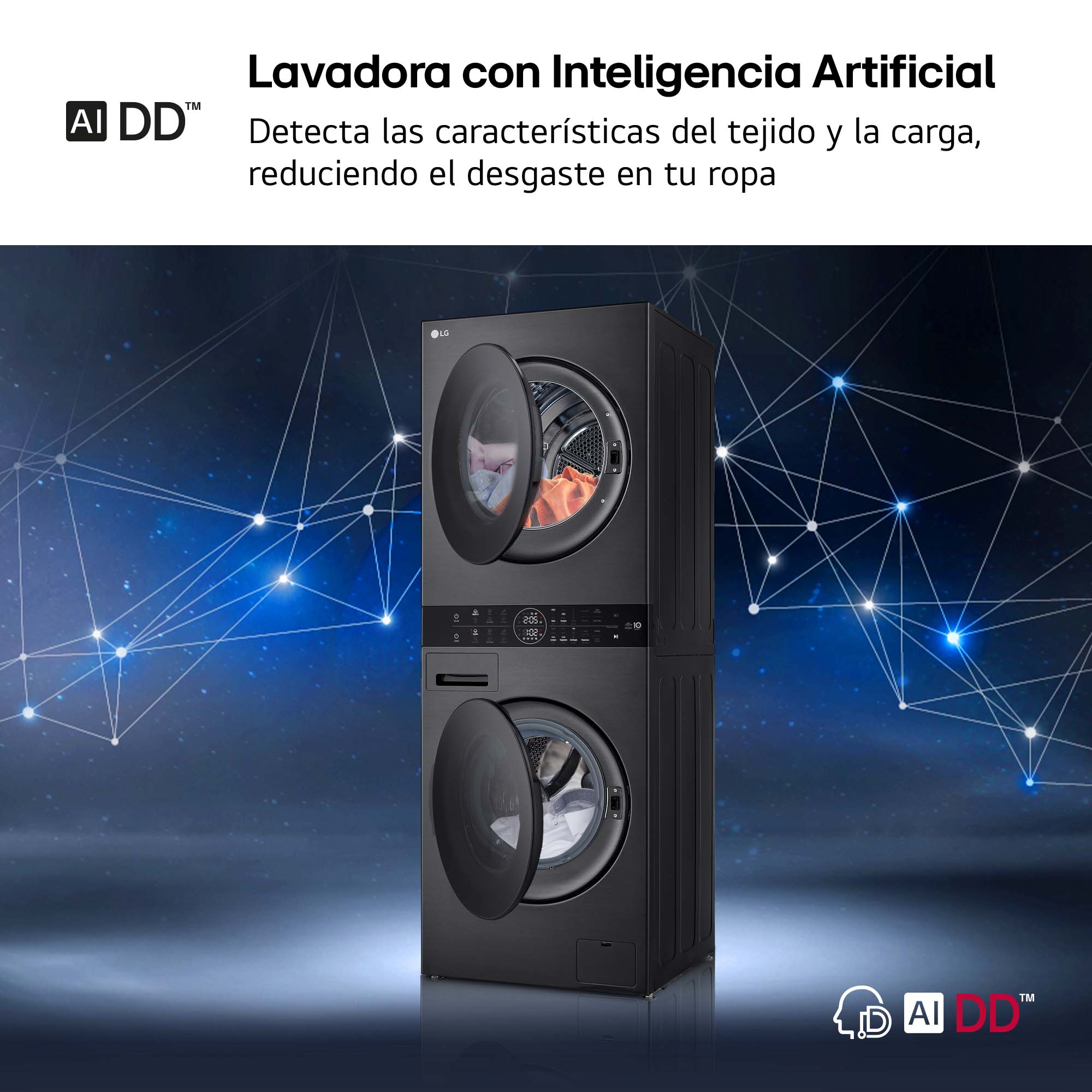 Torre de lavado y secado LG 12 kg (lavadora) / 10 kg (secadora) / 1400 rpm - WT1210BBF Grafito-10