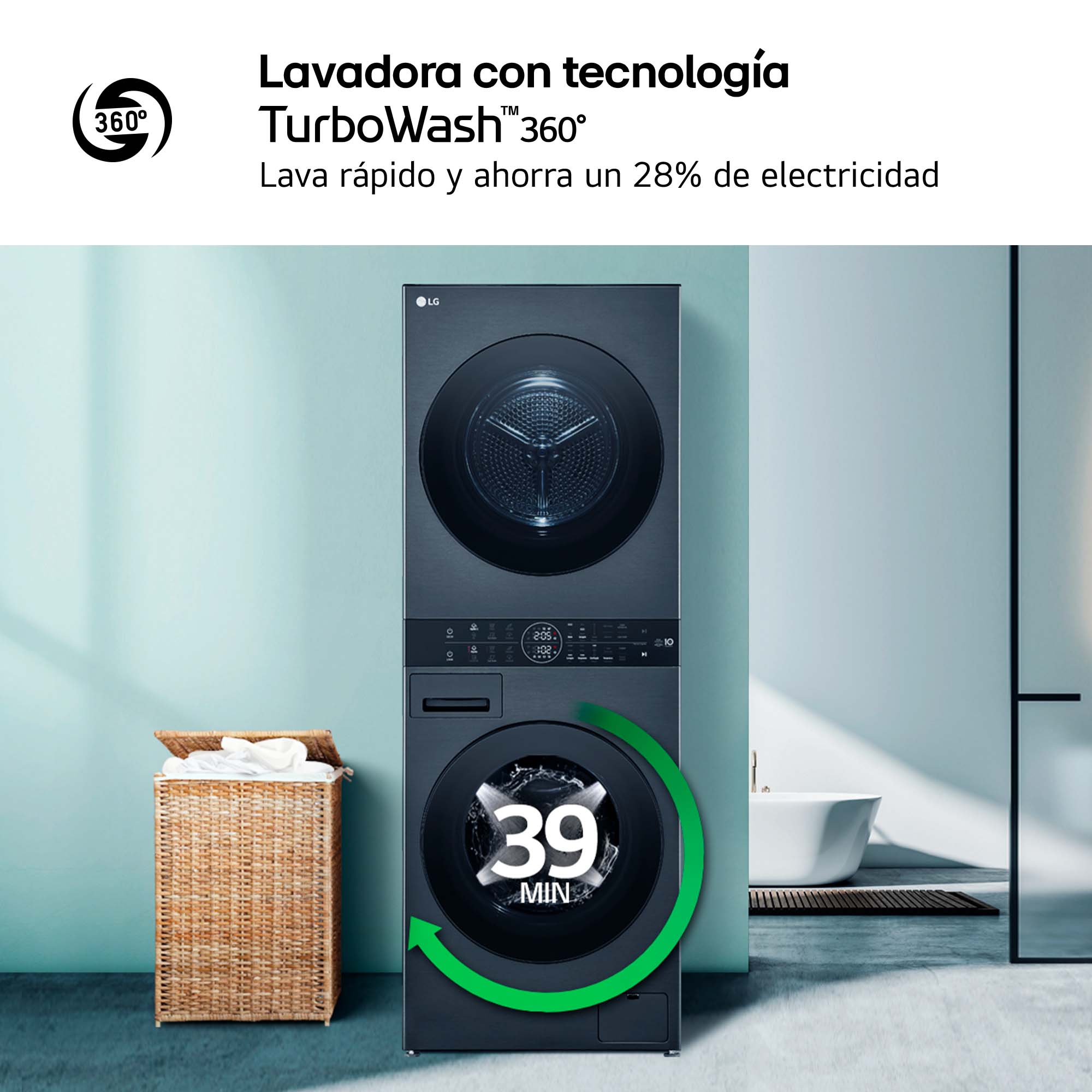 Torre de lavado y secado LG 12 kg (lavadora) / 10 kg (secadora) / 1400 rpm - WT1210BBF Grafito-11