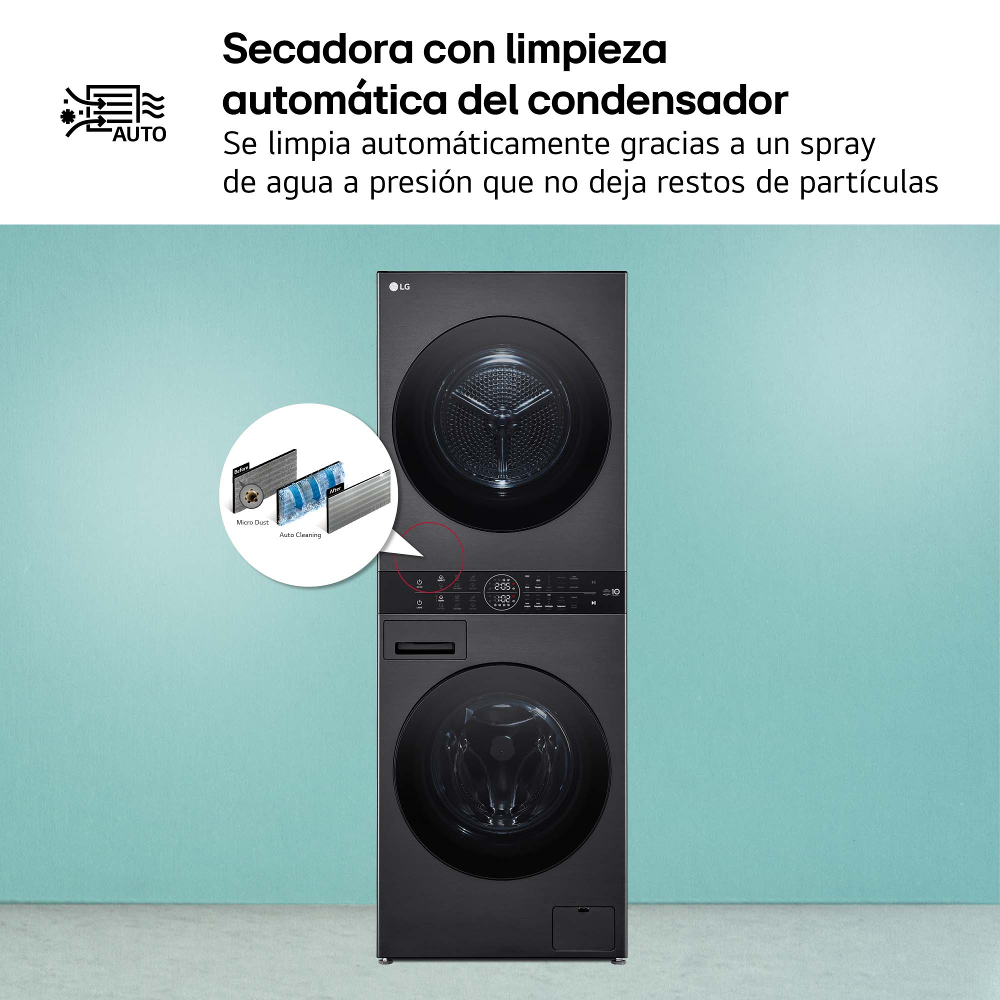 Torre de lavado y secado LG 12 kg (lavadora) / 10 kg (secadora) / 1400 rpm - WT1210BBF Grafito-14