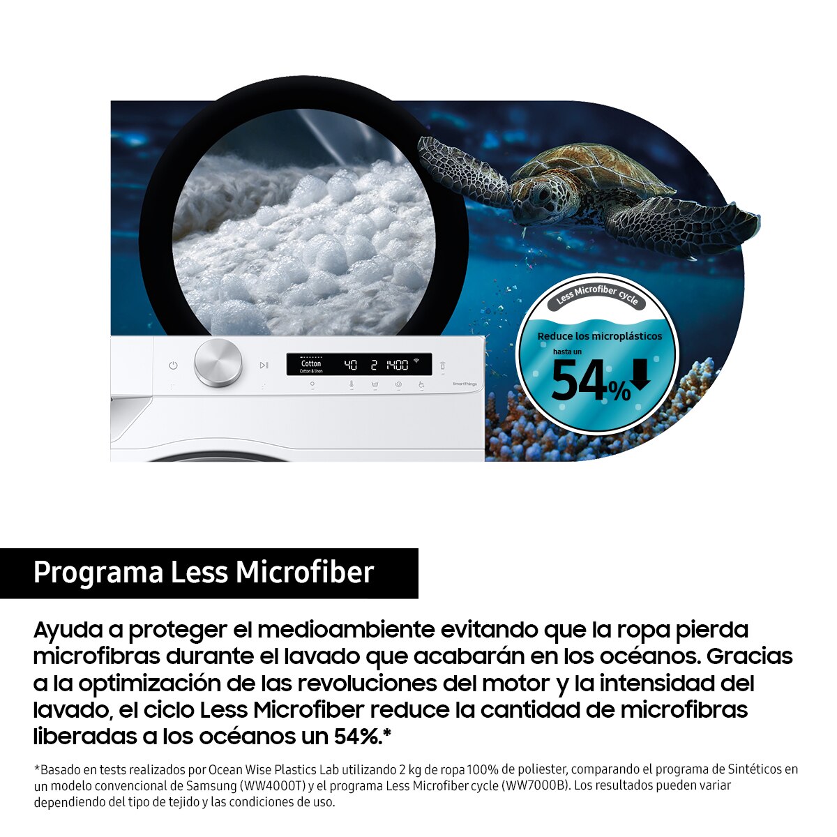 Lavadora Samsung 9kg Tecnología Ecobubble™ Clase A Blanca WW90T504DAWCS3 Blanco-6