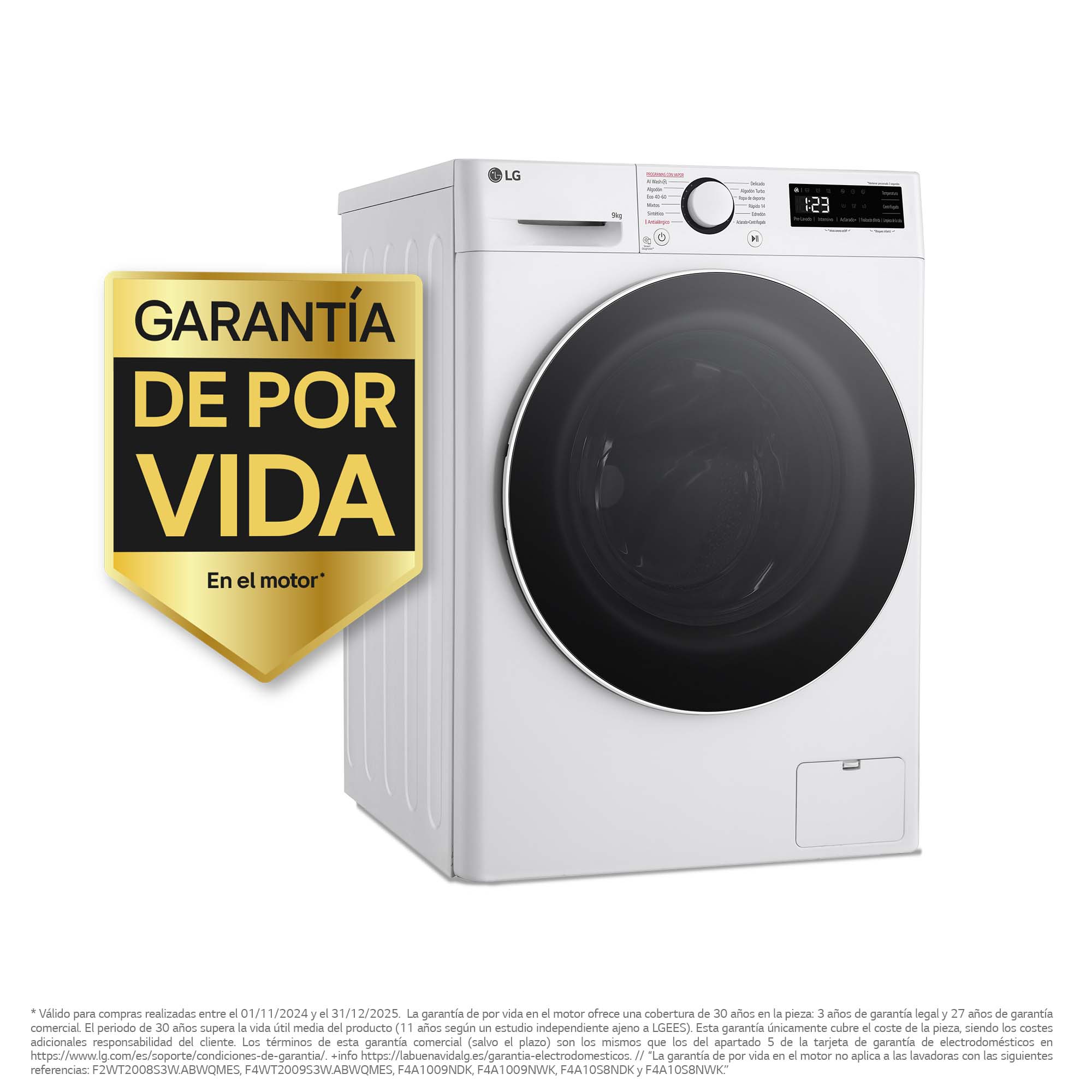 Thumbnail 1 de LG F2WR5S09A0W lavadora 9 kg 1200 rpm inteligente