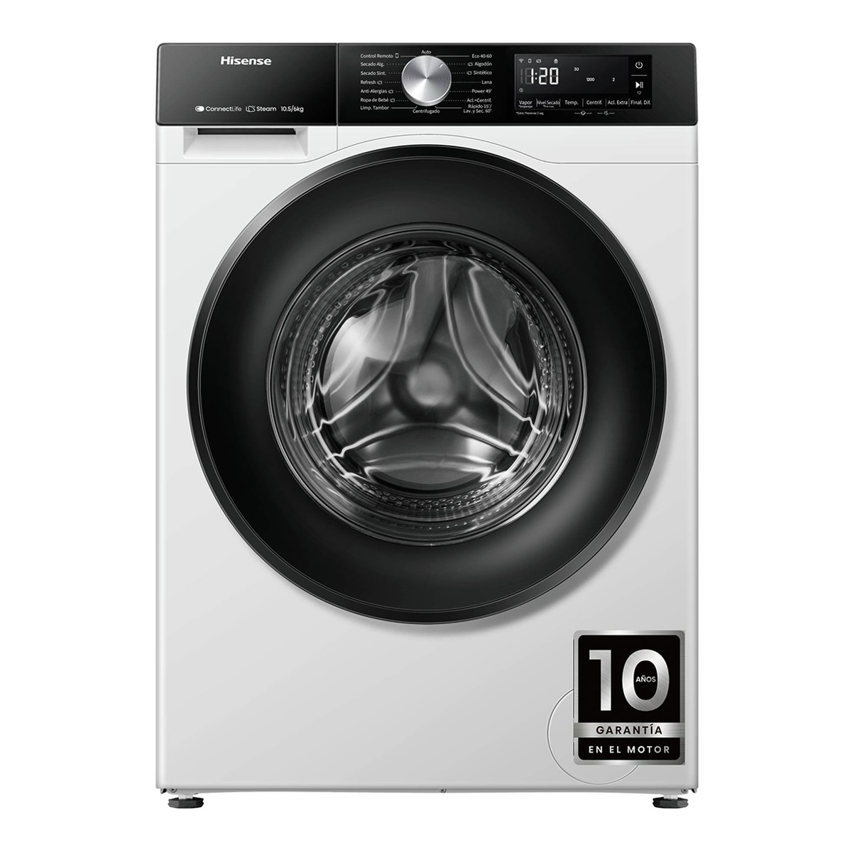 Hisense – Lavadora secadora Hisense 10,5 kg / 1.400 rpm, WIFI Serie 3S- WD3S1043BW3.