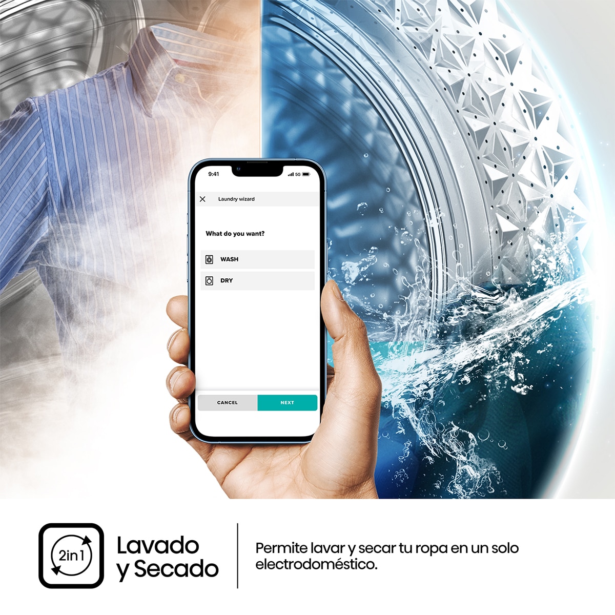 Imagen 10 de Lavadora secadora Hisense 10,5 kg / 1.400 rpm, WIFI Serie 3S- WD3S1043BW3 - Blanco Blanco