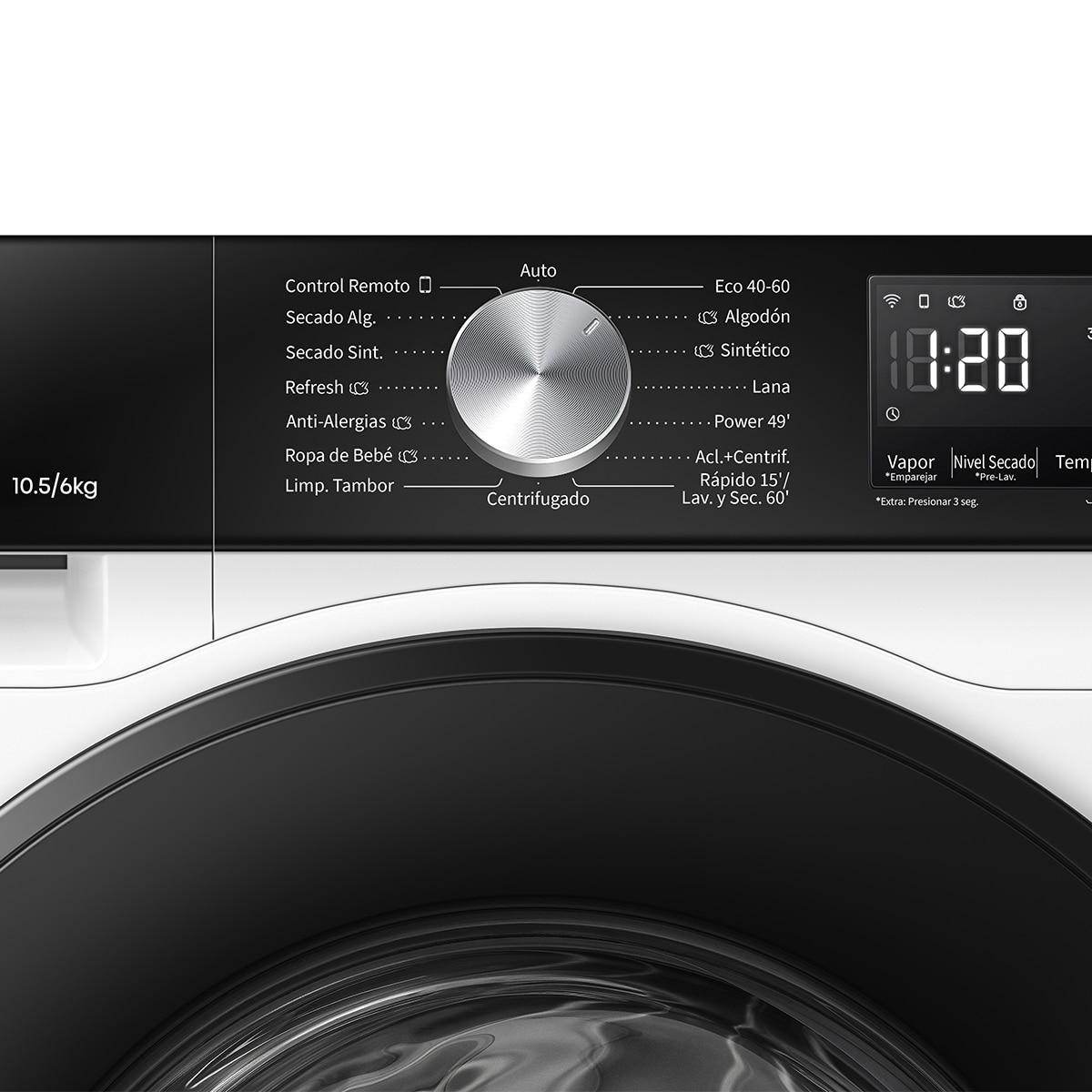 Imagen 11 de Lavadora secadora Hisense 10,5 kg / 1.400 rpm, WIFI Serie 3S- WD3S1043BW3 - Blanco Blanco